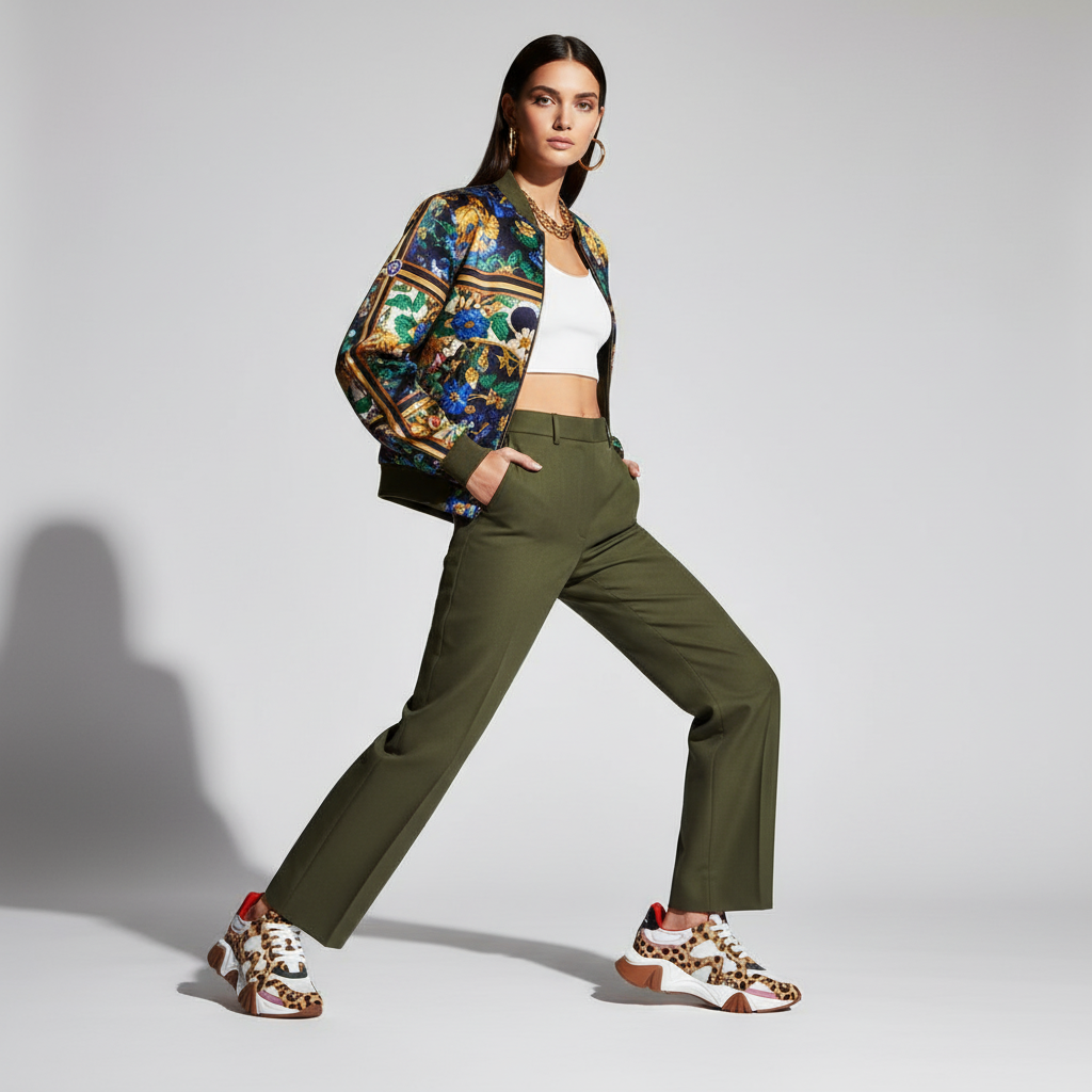 Versace Beige Leather Chunky Sneakers