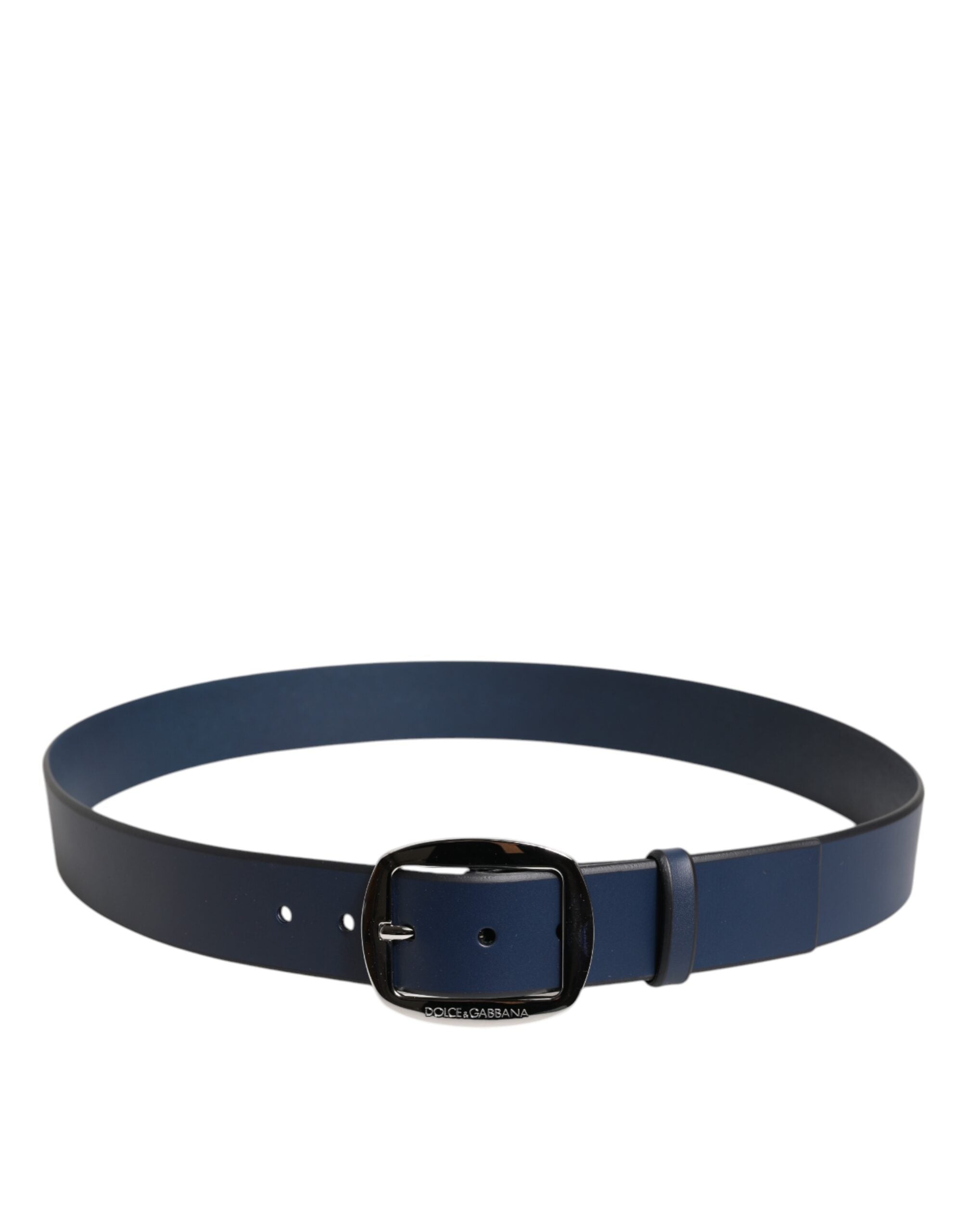 Elevate your style with the Dolce & Gabbana Blue Calf Leather Classic Metal Buckle Belt, a timeless symbol of luxury and sophistication, crafted in Italy for the discerning individual.