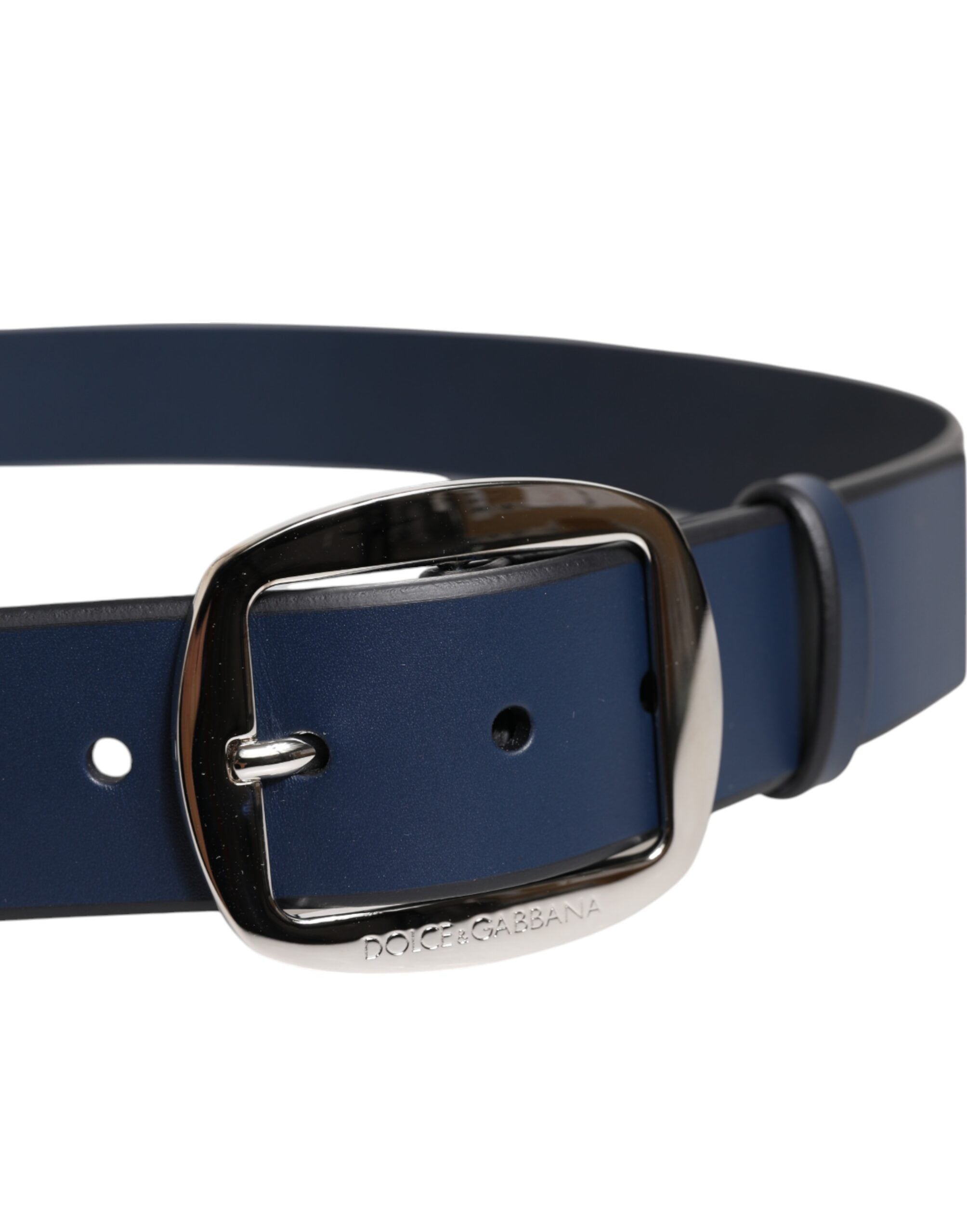 Indulge in the exquisite Dolce & Gabbana Blue Calf Leather Classic Metal Buckle Belt, a timeless statement of luxury and sophistication, crafted for those who embrace elegance.