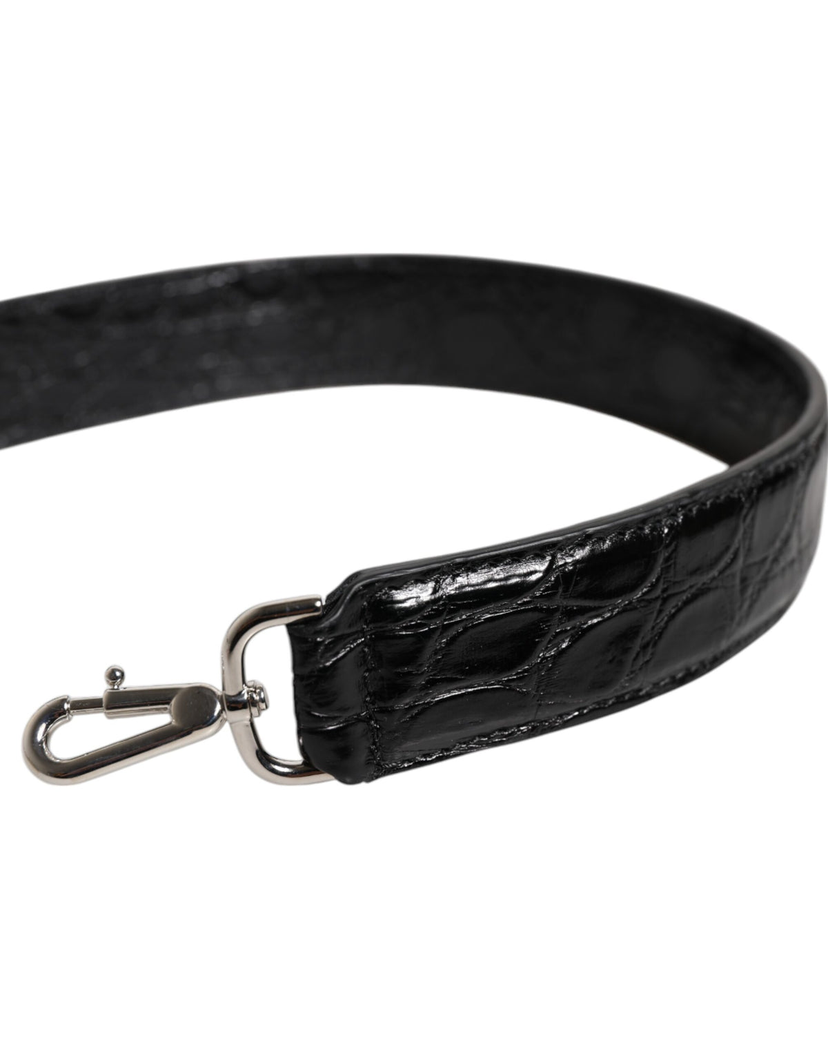 Elevate your style with the Dolce & Gabbana Black Alligator Leather Bag Shoulder Strap, a testament to Italian craftsmanship and timeless elegance, perfect for discerning tastes.
