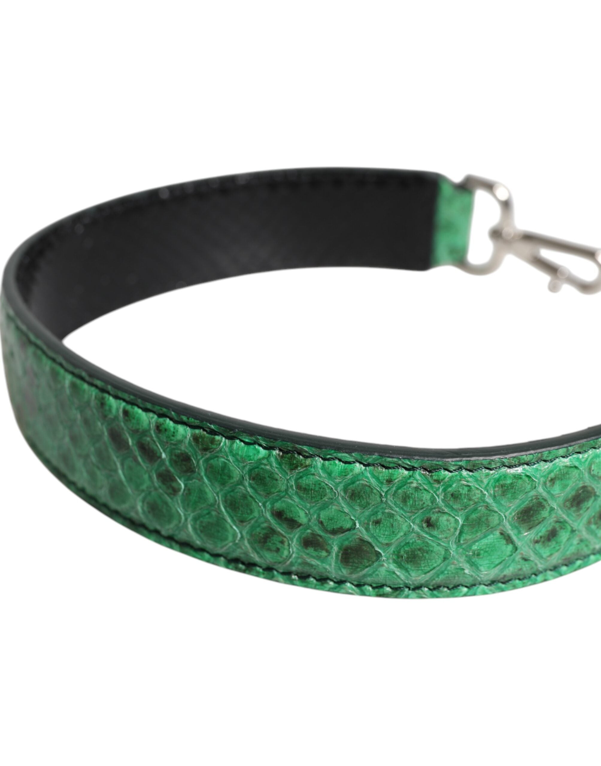 Elevate your style with the Dolce & Gabbana Black Green Exotic Leather Bag Shoulder Strap, a masterpiece of python leather craftsmanship that embodies timeless elegance and sophistication.