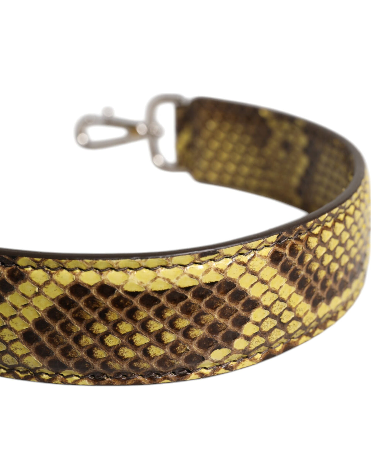 Elevate your style with the Dolce & Gabbana Yellow Exotic Leather Bag Shoulder Strap, crafted from luxurious python leather, embodying exquisite Italian craftsmanship and timeless elegance.