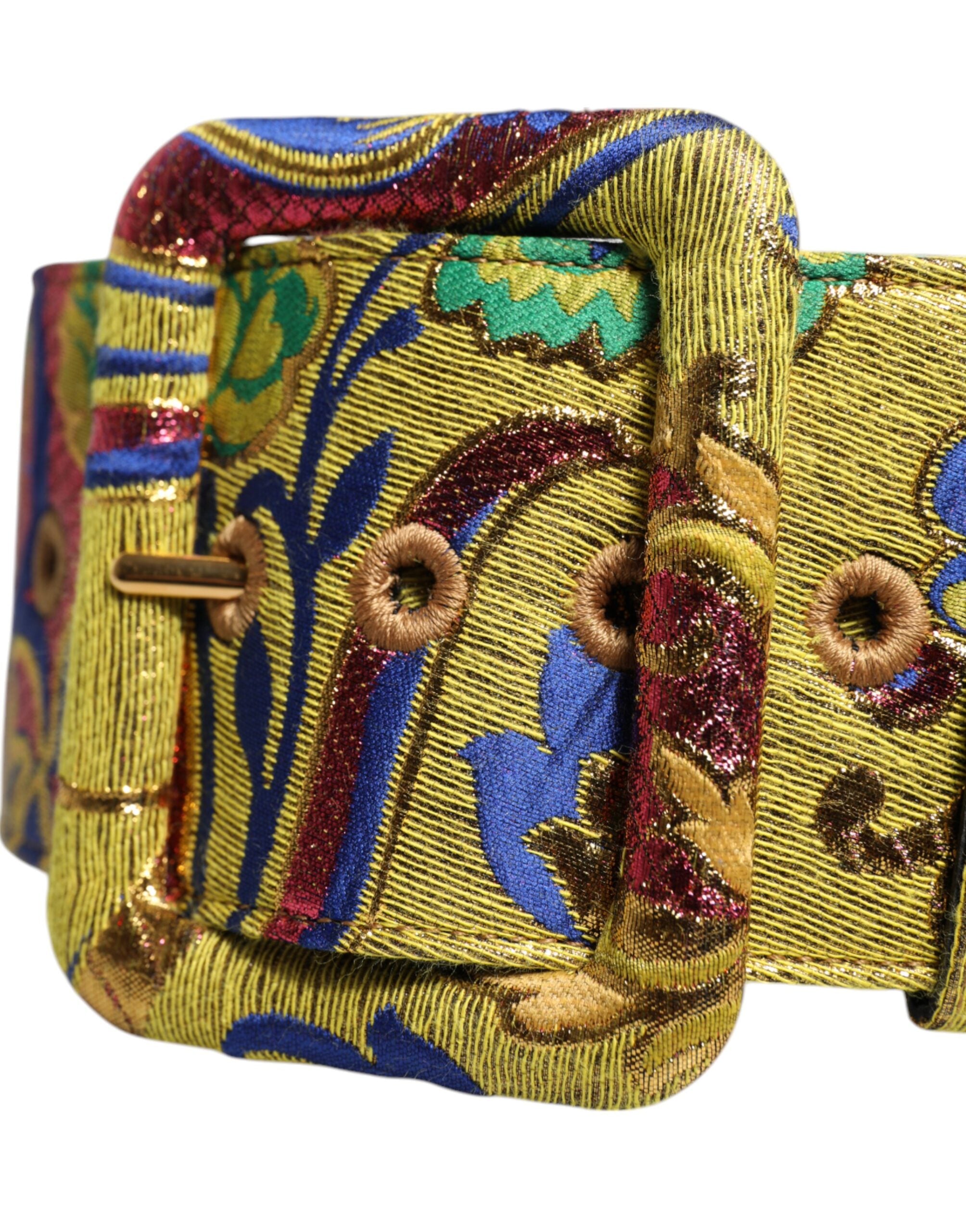 Dolce & Gabbana Multicolor Floral Jacquard Wide Waist Belt