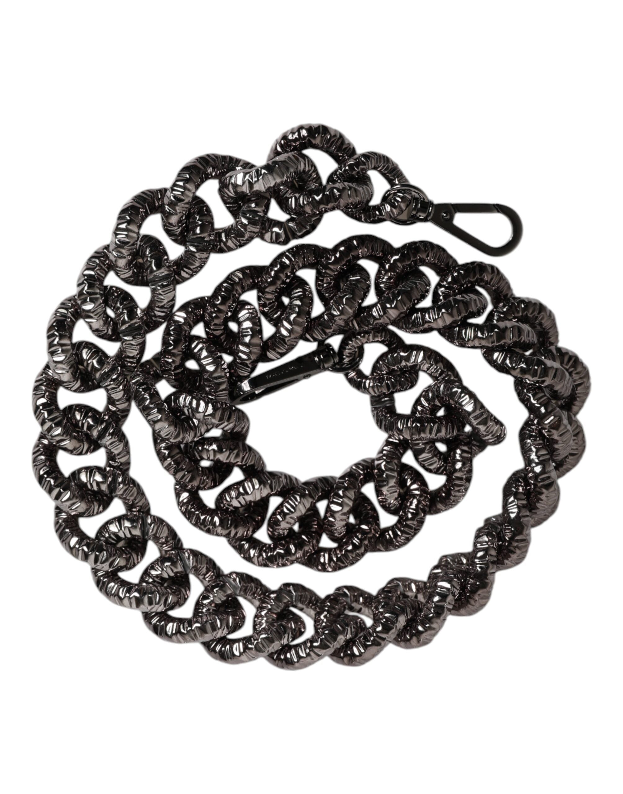 Indulge in the exquisite Dolce & Gabbana Black Chain Logo Engraved Bag Shoulder Strap, a symbol of luxury and sophistication crafted in Italy, perfect for elevating your style.