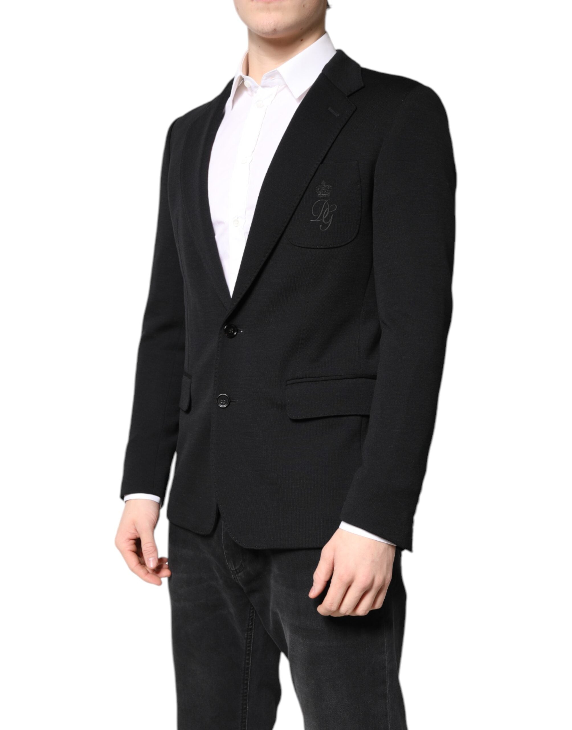 Dolce & Gabbana Black Wool Slim Fit Coat Blazer Jacket Suit