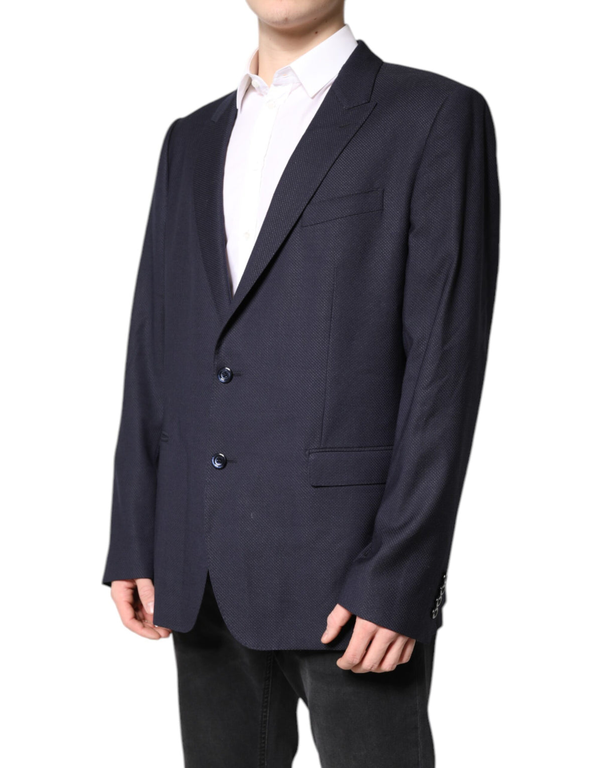 Indulge in the exquisite Dolce & Gabbana Black Wool Single Breasted Coat Blazer Suit, crafted from luxurious virgin wool and silk, embodying timeless elegance for the discerning connoisseur.