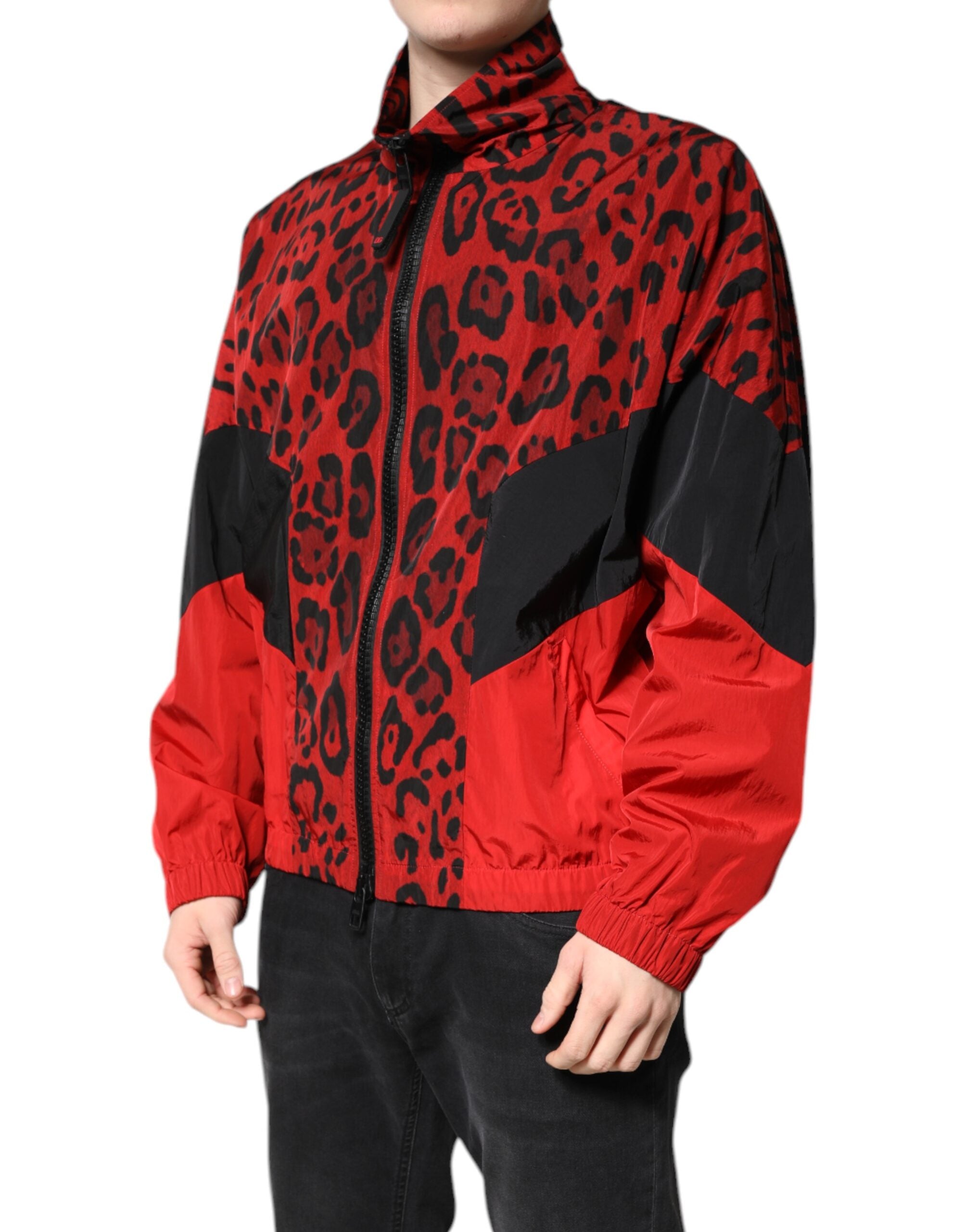 Dolce & Gabbana Red Leopard Bomber Jacket - Luxury Statement Piece