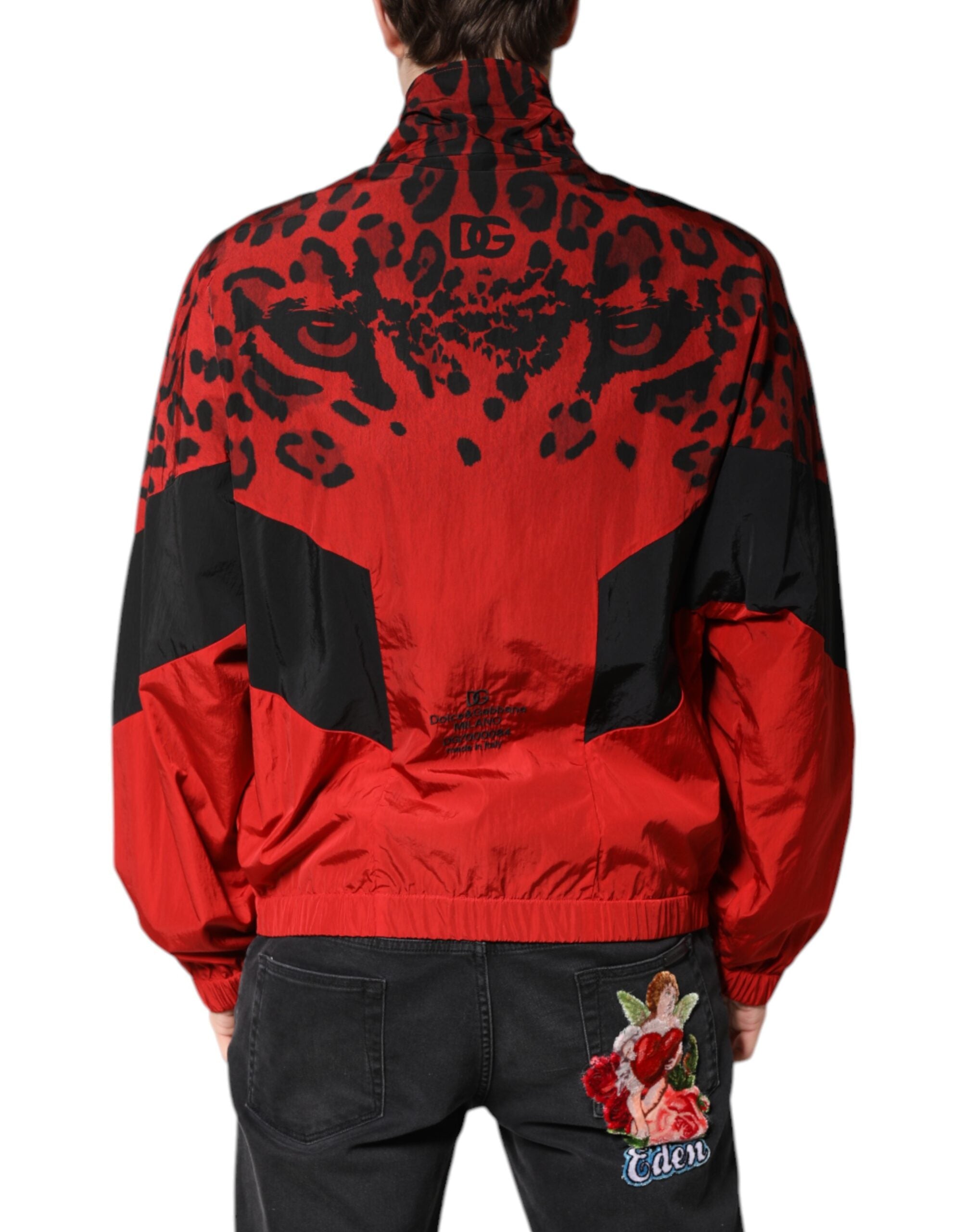 Dolce & Gabbana Red Leopard Bomber Jacket - Luxury Statement Piece
