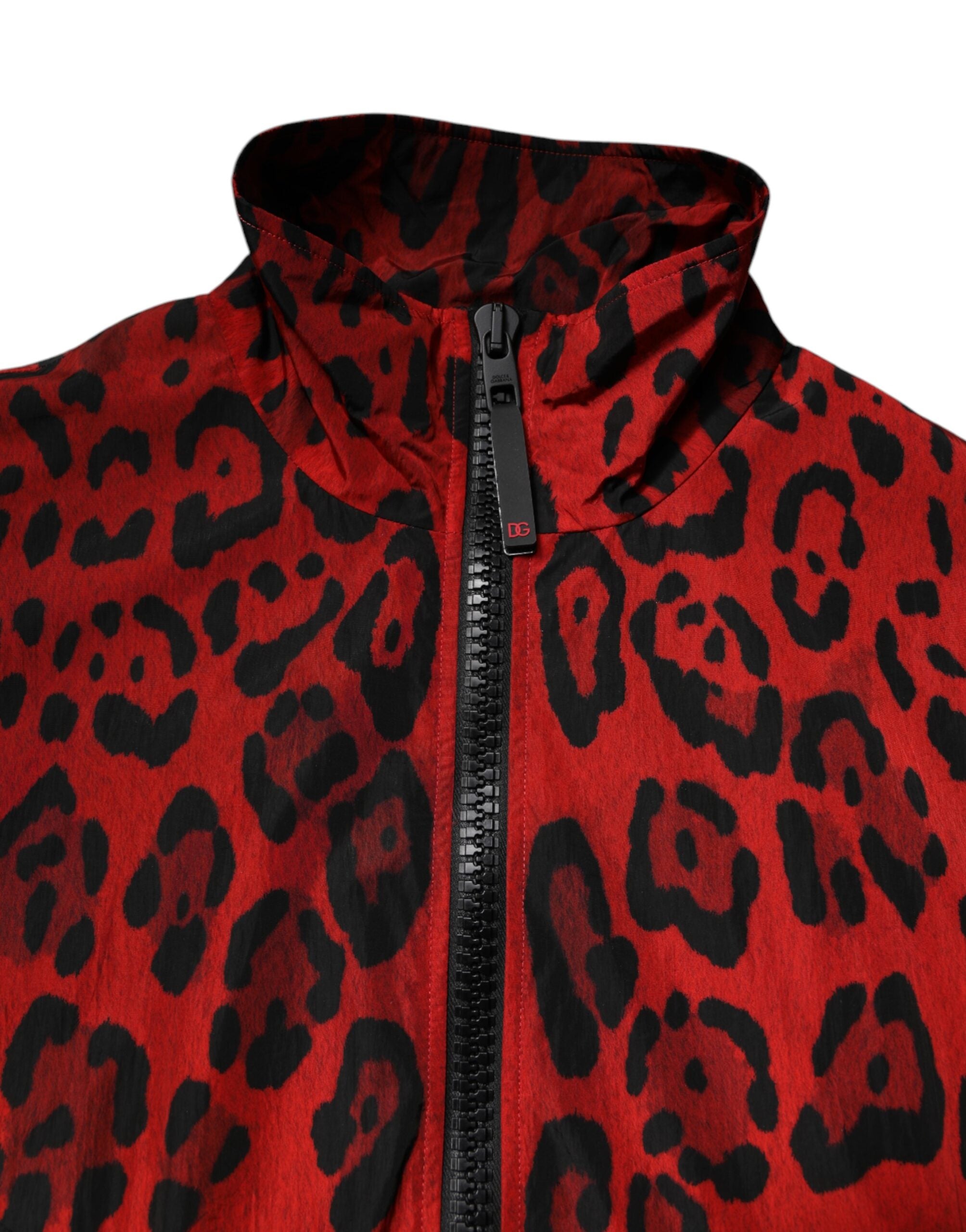 Dolce & Gabbana Red Leopard Bomber Jacket - Luxury Statement Piece