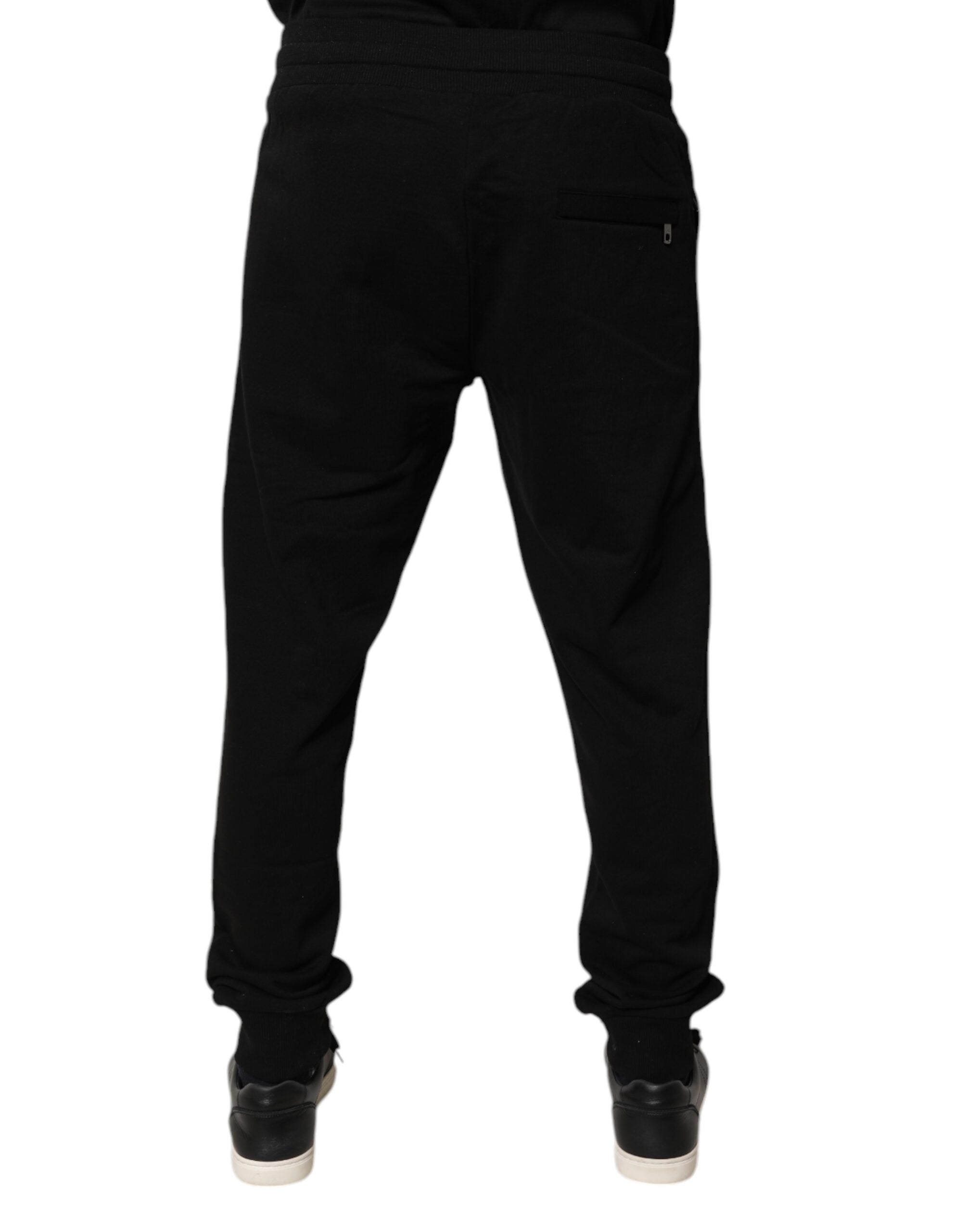 Dolce & Gabbana Black Cotton Mid Waist Jogger Sweatpants Pants