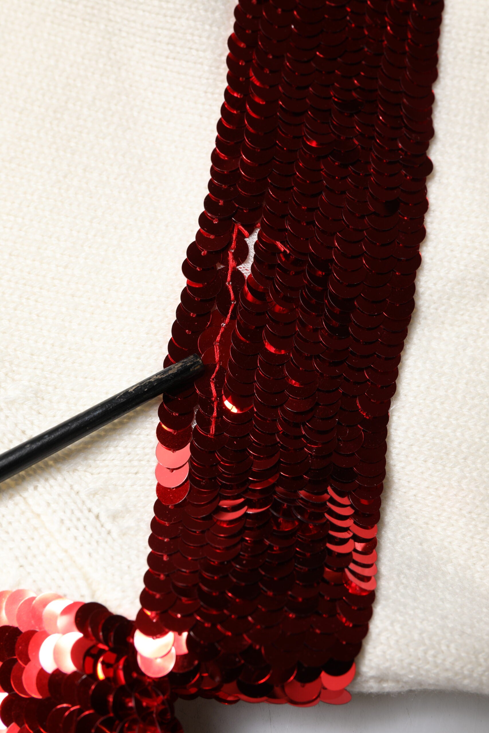 Dolce & Gabbana White Sequined Crew Neck Pullover Sweater