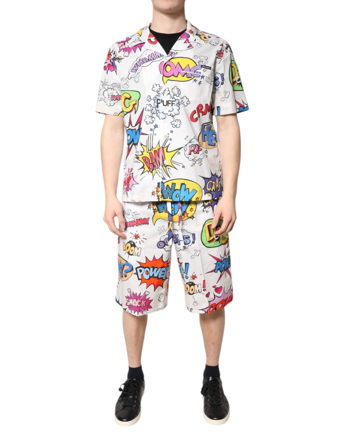 Elevate your lounging experience with the Dolce & Gabbana White Cartoon Print Cotton Pajama Set, a luxurious blend of playful charm and exquisite Italian craftsmanship.