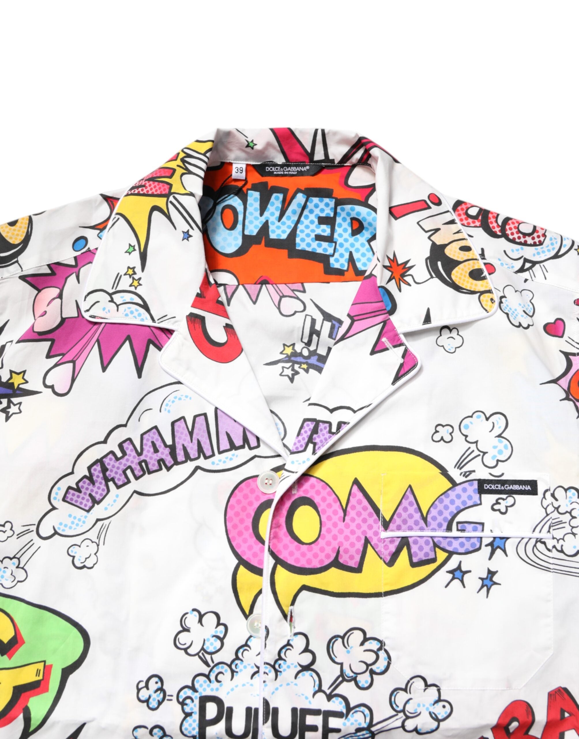 Indulge in the Dolce & Gabbana White Cartoon Print Cotton Men Pajama Set, where exquisite Italian craftsmanship meets playful elegance for the discerning individual.