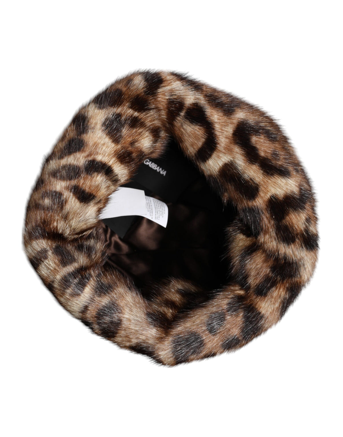Indulge in the exquisite Dolce & Gabbana Brown Leopard Faux Fur Bucket Hat, a luxurious statement piece that embodies sophistication and timeless elegance.