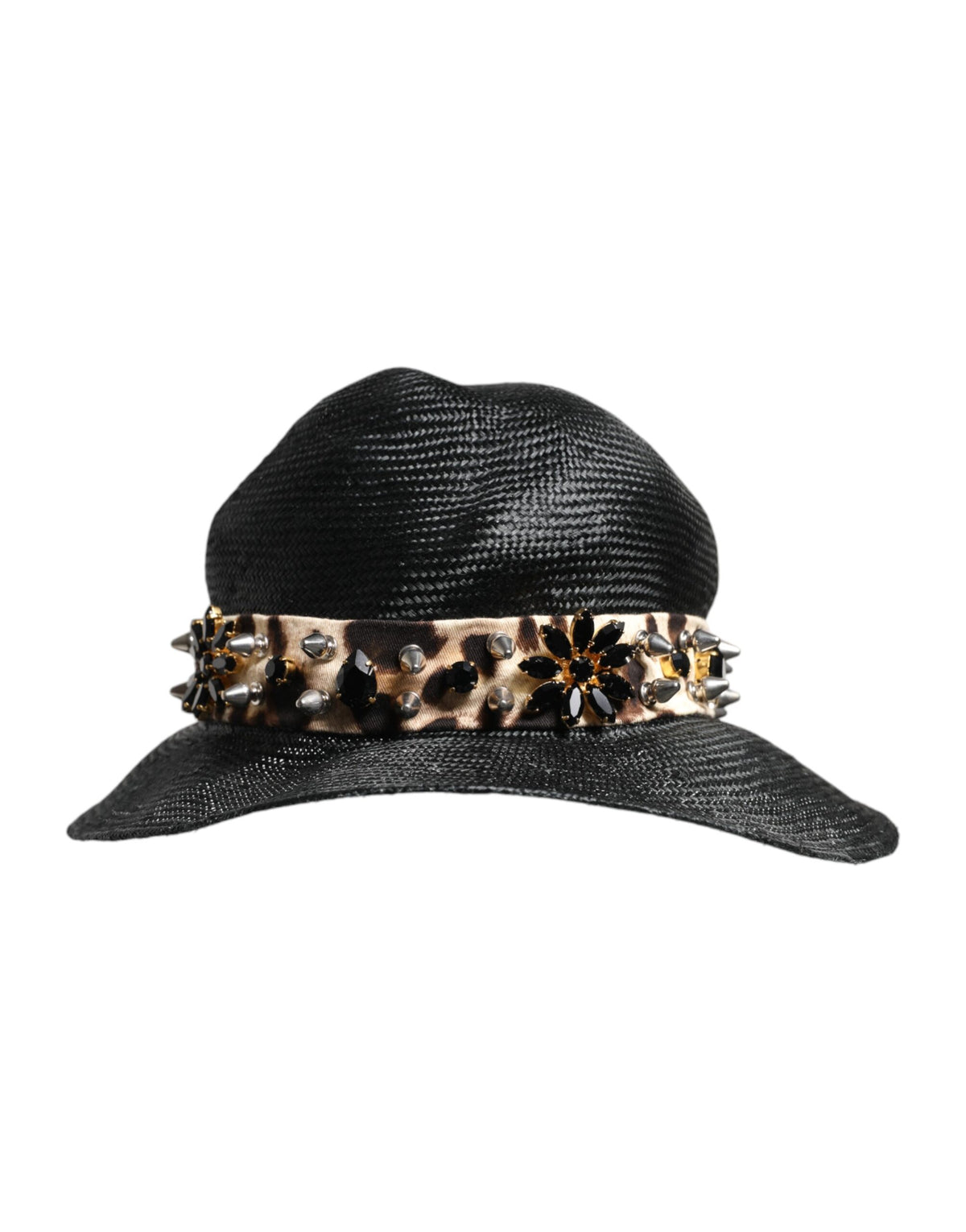Experience the allure of the Dolce & Gabbana Black Straw Crystal Embellished Wide Brim Hat, a masterpiece of couture craftsmanship that embodies timeless elegance and sophistication.