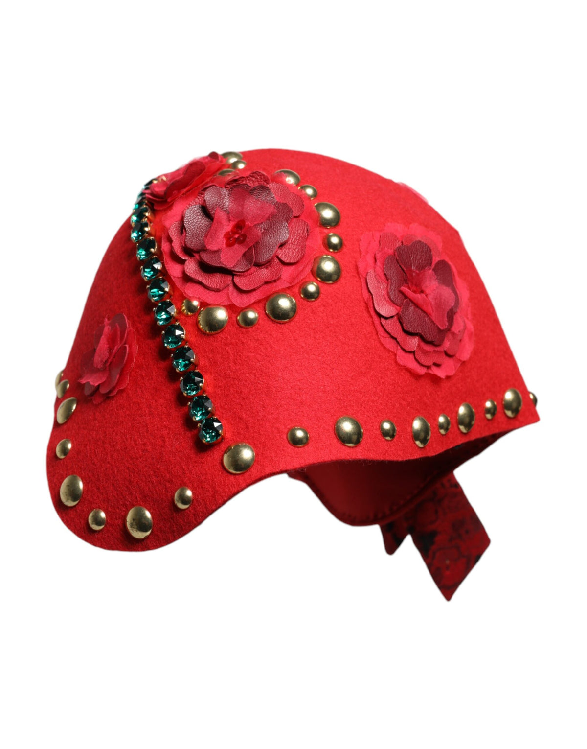 Indulge in the exquisite Dolce & Gabbana Red Crystal Gold Roses Brooch Hat, a masterpiece of Italian craftsmanship that elevates every occasion with its luxurious allure.