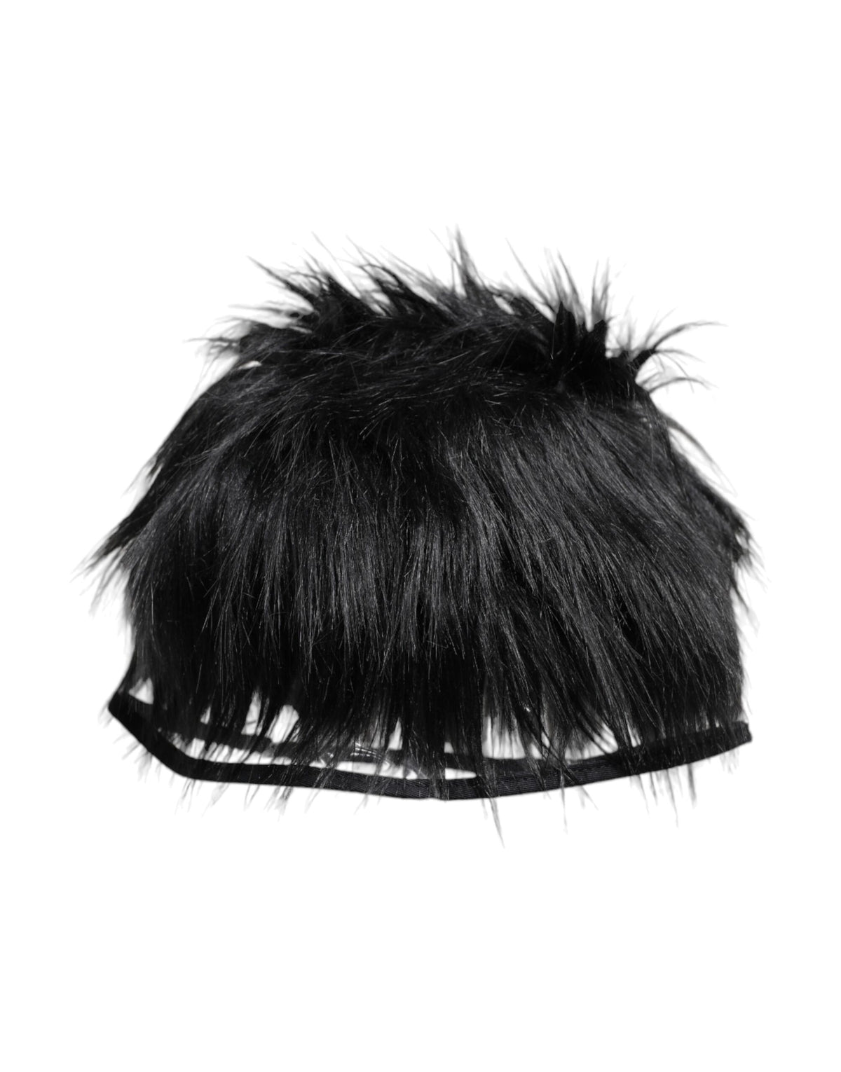Indulge in the exquisite craftsmanship of the Dolce & Gabbana Black Faux Fur Bucket Hat, a luxurious accessory that elevates your style with timeless elegance and playful sophistication.