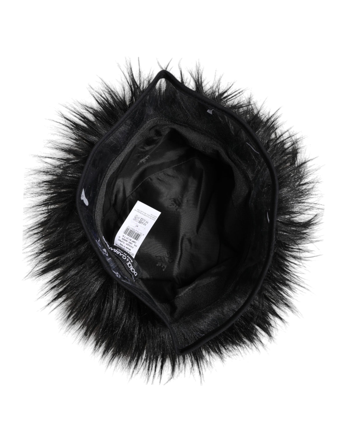 Indulge in the exquisite Dolce & Gabbana Black Faux Fur Bucket Hat, a timeless accessory that embodies artisanal luxury and sophisticated allure for every discerning wardrobe.