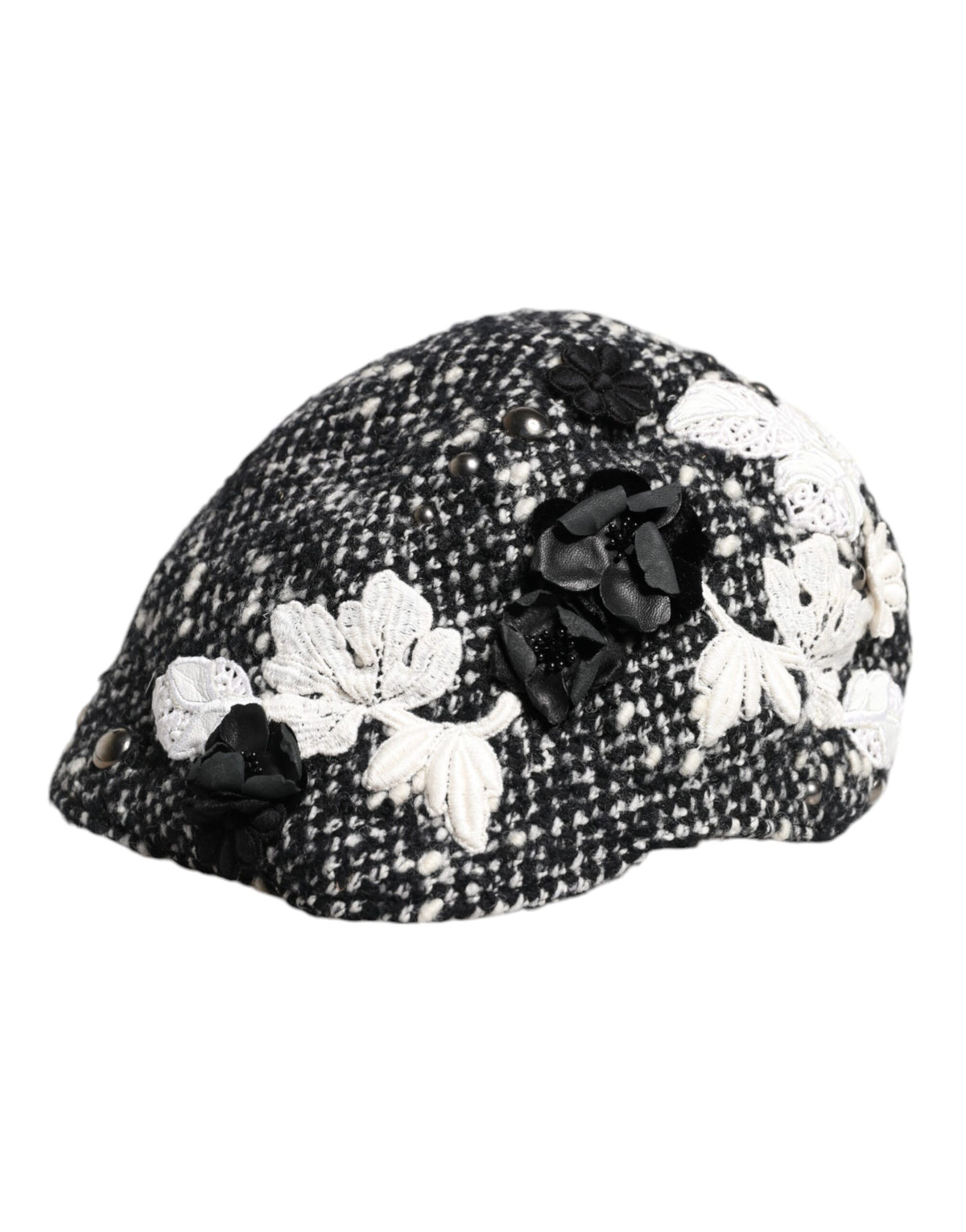 Elevate your style with the Dolce & Gabbana Black Wool White Floral Embellished Cloche Hat, a masterpiece of Italian craftsmanship that embodies timeless elegance and sophistication.