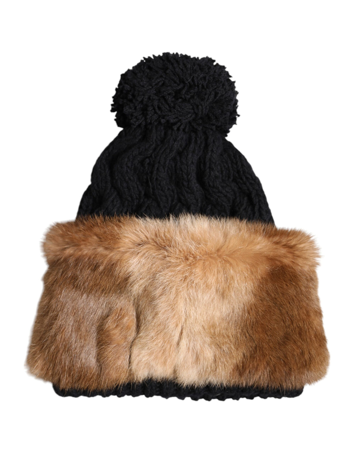 Indulge in the Dolce & Gabbana Black Brown Dyed Rabbit Real Fur Winter Beanie Hat, a masterpiece of artisanal luxury that elevates your winter wardrobe with exquisite warmth and style.