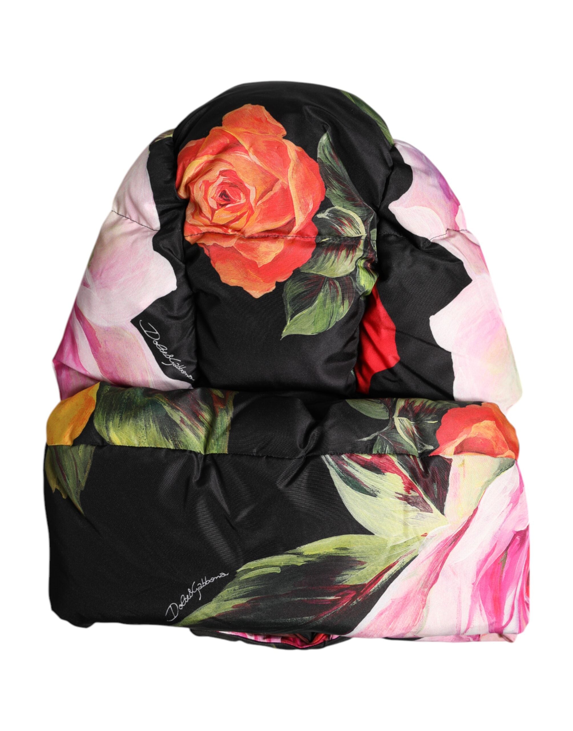 Discover the Dolce & Gabbana Black Floral Print Whole Head Wrap Hat, a luxurious accessory crafted from exquisite polyester, perfect for elevating your sophisticated style.