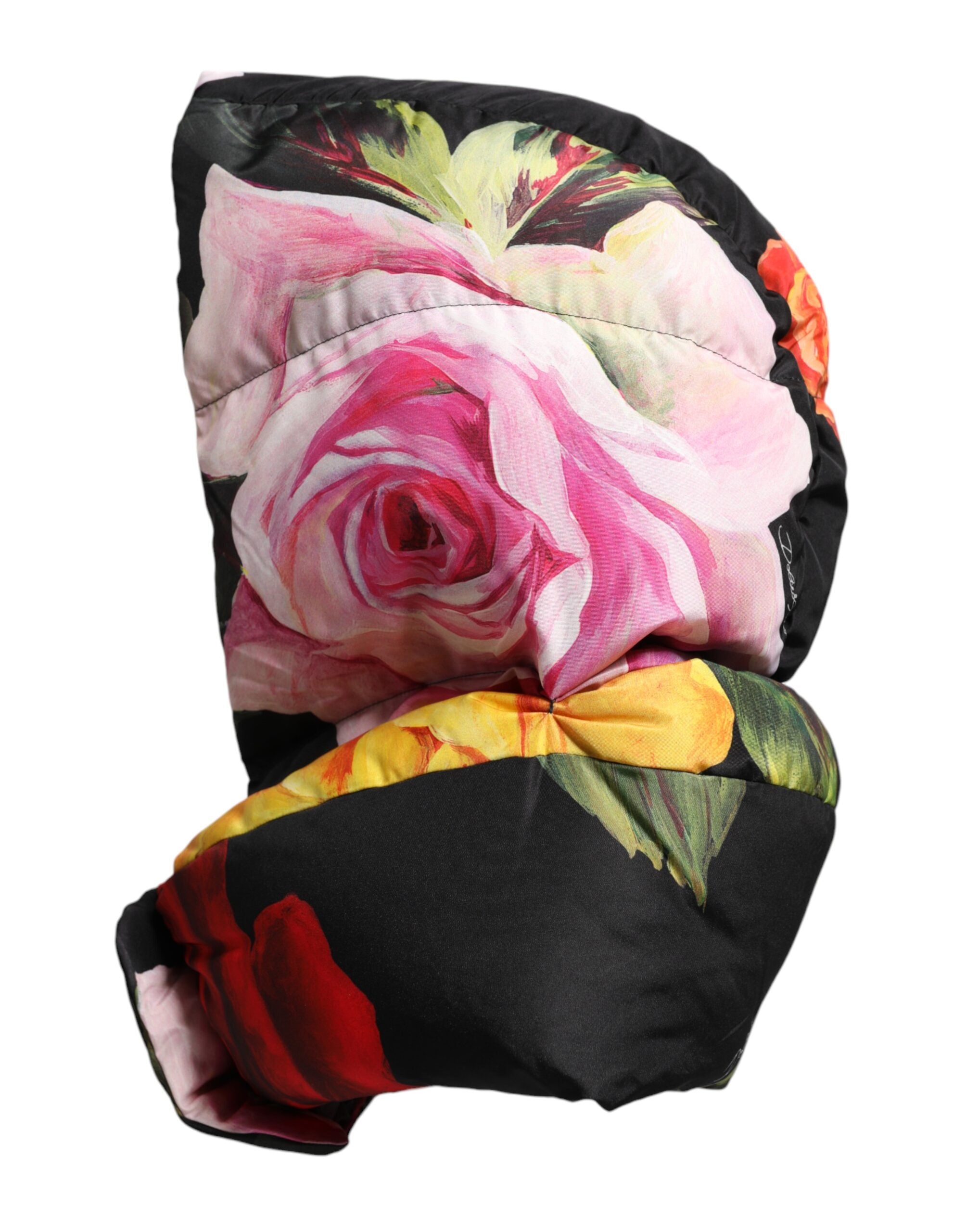 Indulge in the exquisite Dolce & Gabbana Black Floral Print Whole Head Wrap Hat, a luxurious accessory crafted from premium polyester, embodying timeless elegance and sophisticated allure for the discerning individual.