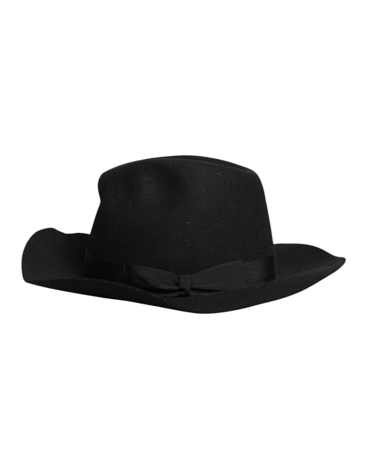 Indulge in the artisanal elegance of the Dolce & Gabbana Black Wide Brim Trilby Fedora Hat, a timeless accessory that embodies luxury and sophistication for the discerning individual.