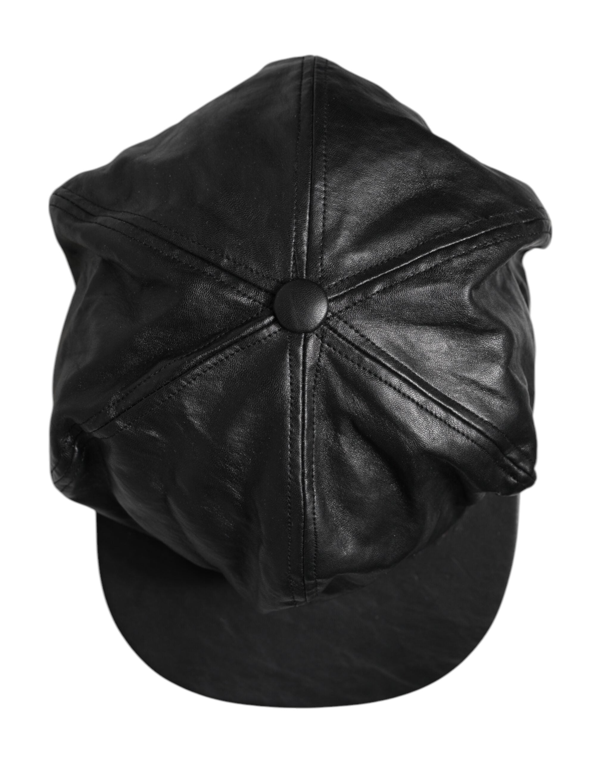 Dolce & Gabbana Black Calf Newsboy Capello Cabbie Hat