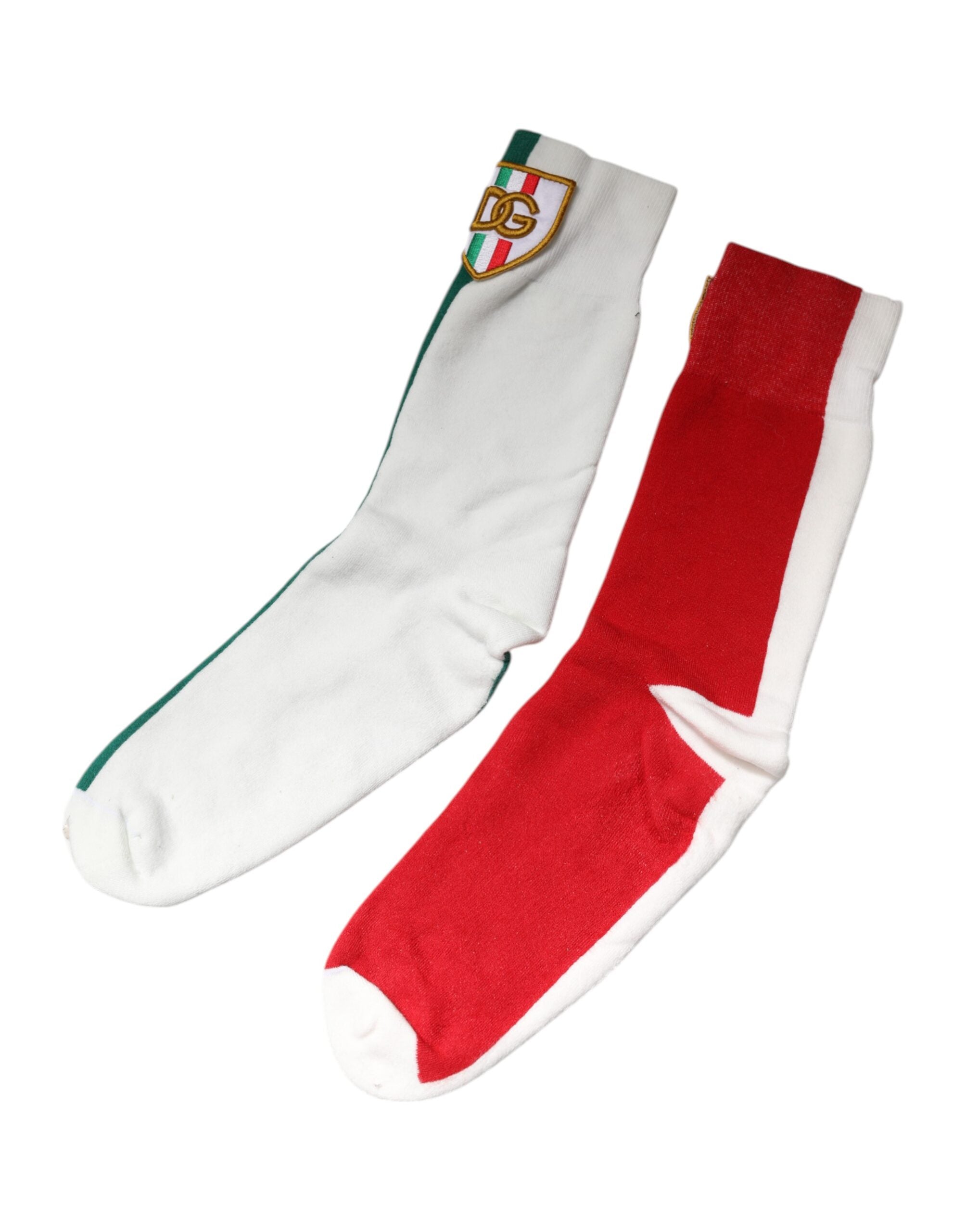Dolce & Gabbana Multicolor Cotton DG Logo Patch Mid Calf Socks