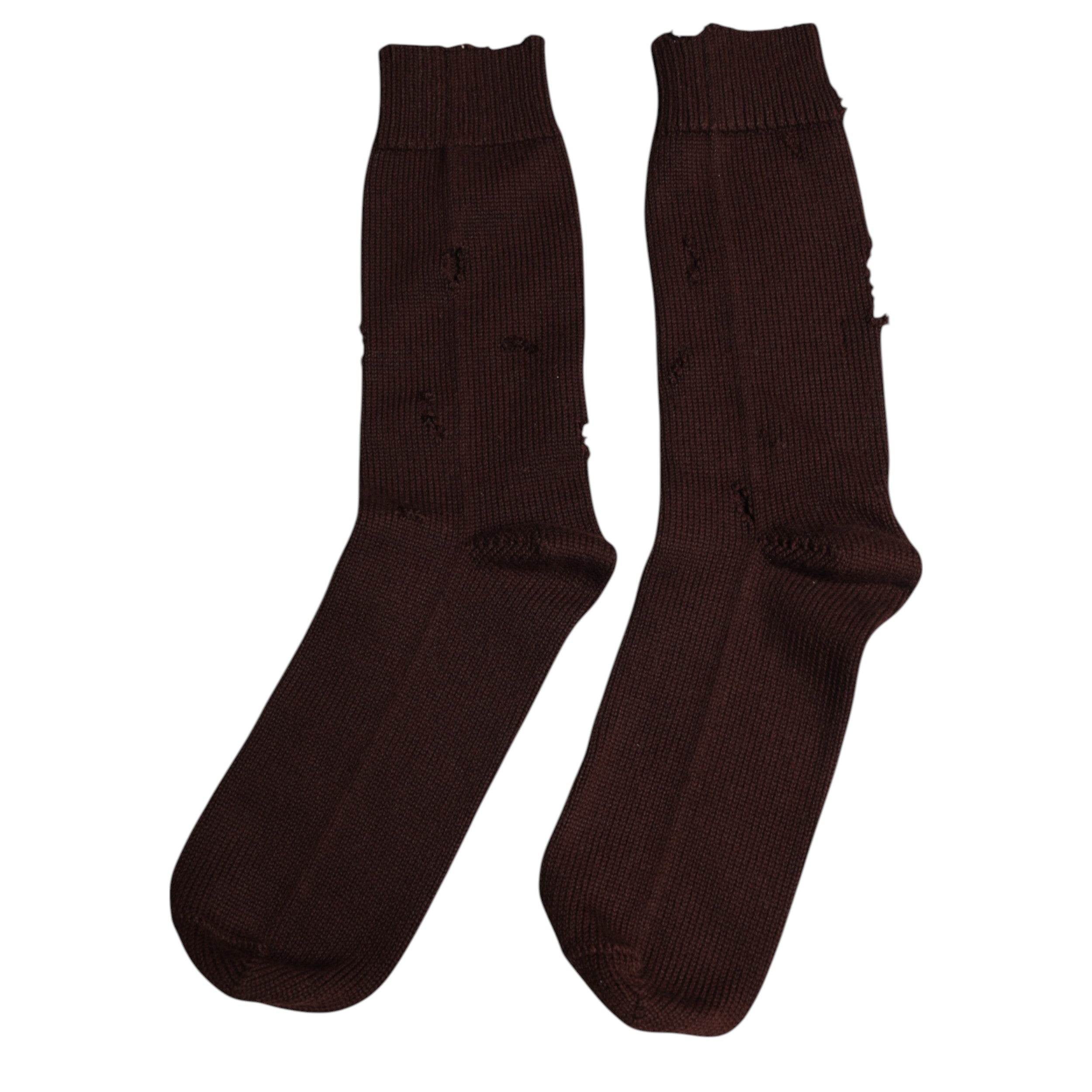 Dolce & Gabbana Brown Solid Cotton Stretch Mid Calf Socks