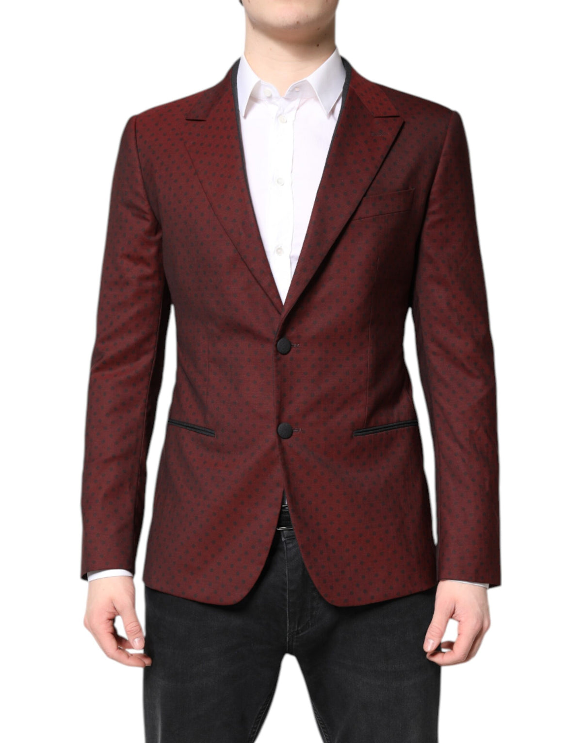 Experience the exquisite craftsmanship of the Dolce & Gabbana Maroon Wool Slim Fit Blazer, a luxurious blend of virgin wool and sophistication, perfect for the discerning individual.
