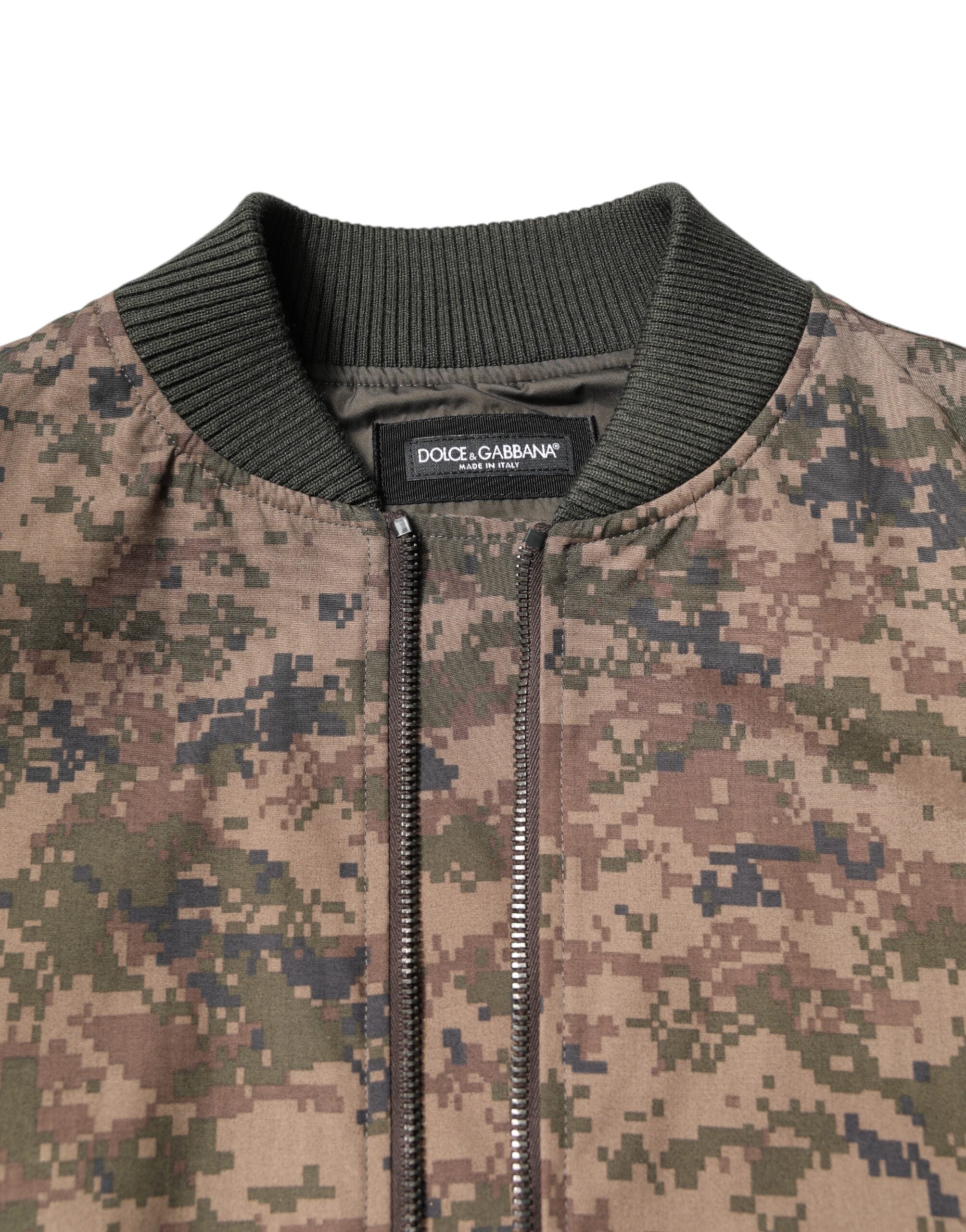 Dolce & Gabbana Brown Camouflage Bomber Full Zip Jacket