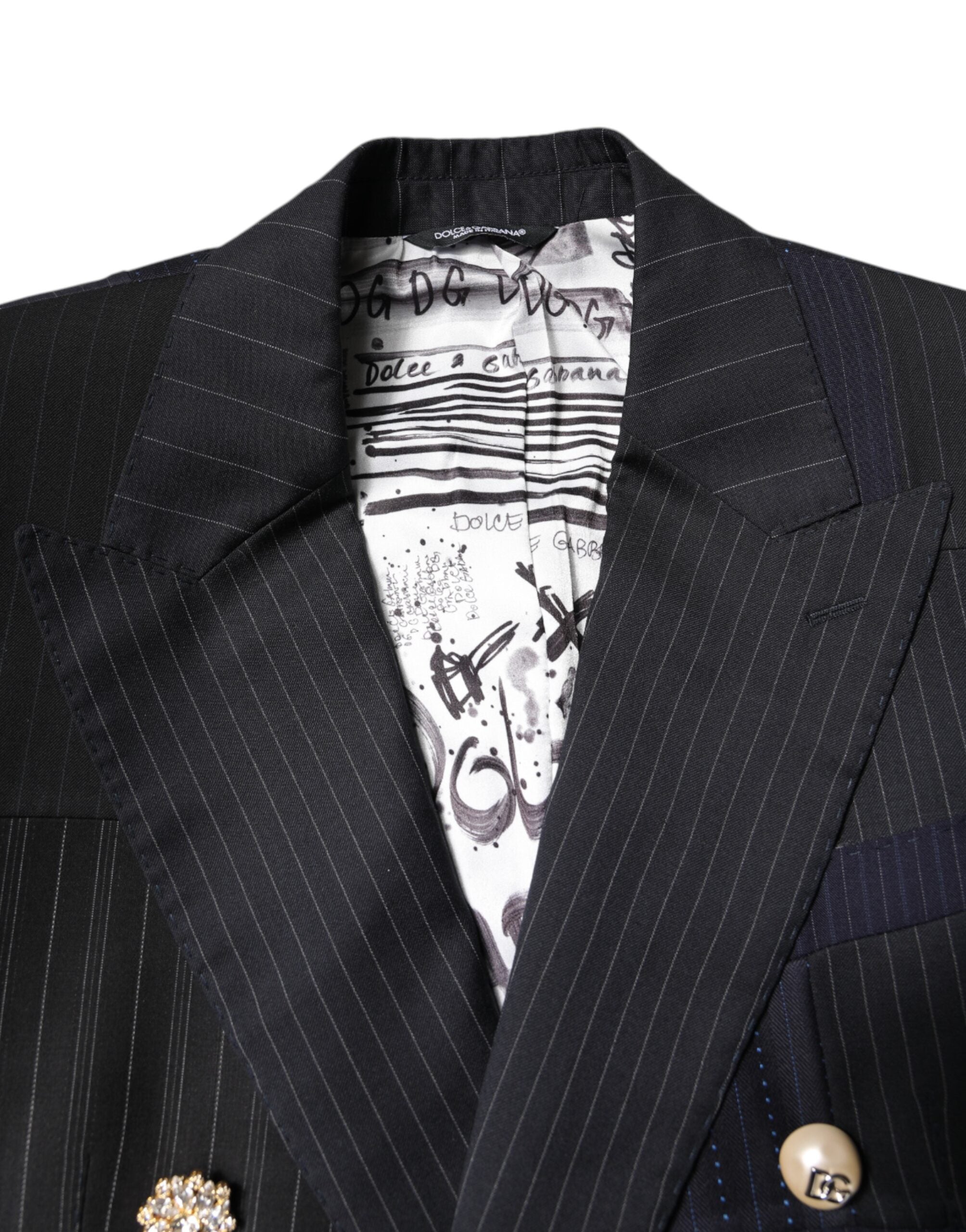 Indulge in the exquisite Dolce & Gabbana Multicolor Patchwork Jacket, a luxurious blend of virgin wool and silk, crafted in Italy for the discerning connoisseur.