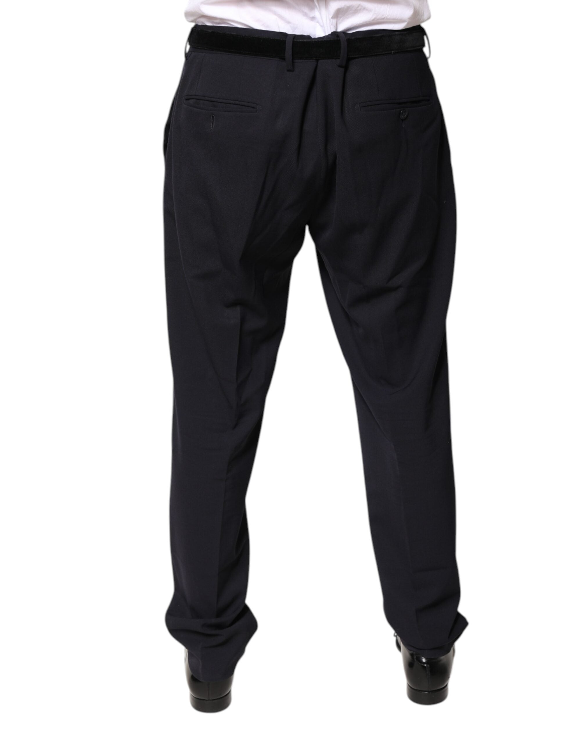 Dolce & Gabbana Black Wool Mid Waist Dress Pants