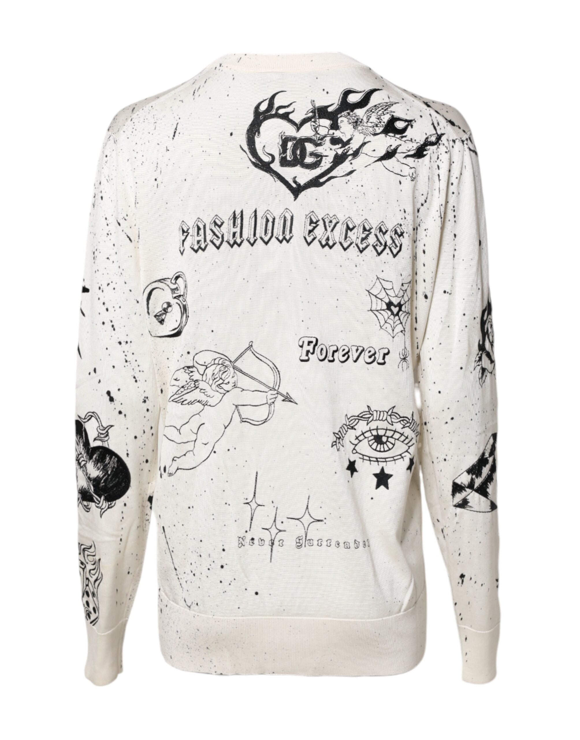 Dolce & Gabbana White Logo Angel Print Women Pullover Sweater