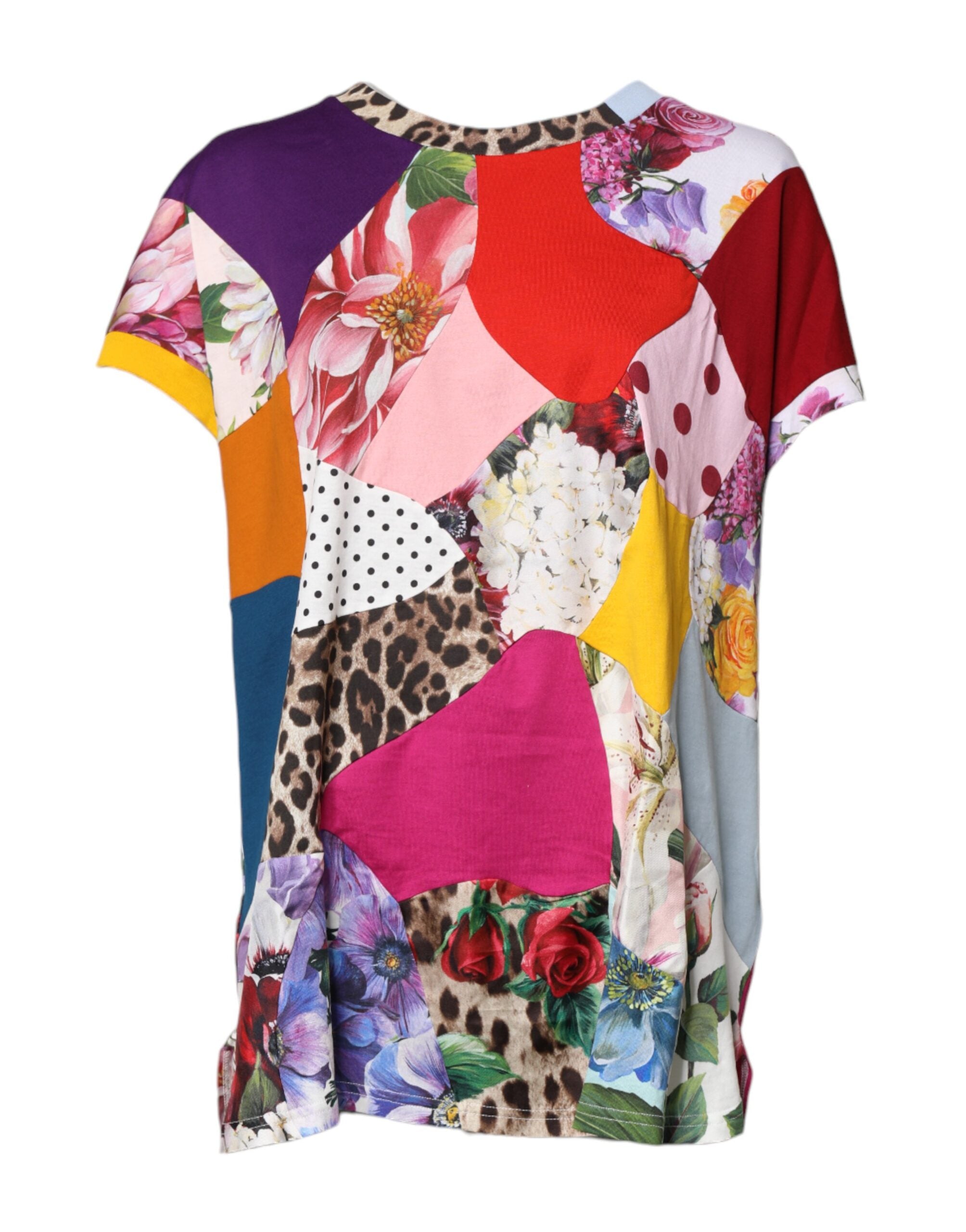 Indulge in the exquisite Dolce & Gabbana Multicolor Patchwork Short Sleeve Blouse Top, a luxurious blend of cotton and silk, embodying Italian craftsmanship and timeless elegance.
