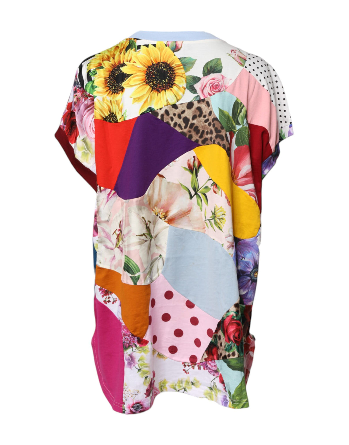 Elevate your wardrobe with the Dolce & Gabbana Multicolor Patchwork Short Sleeve Blouse Top, a masterpiece of Italian craftsmanship in a luxurious cotton-silk blend.