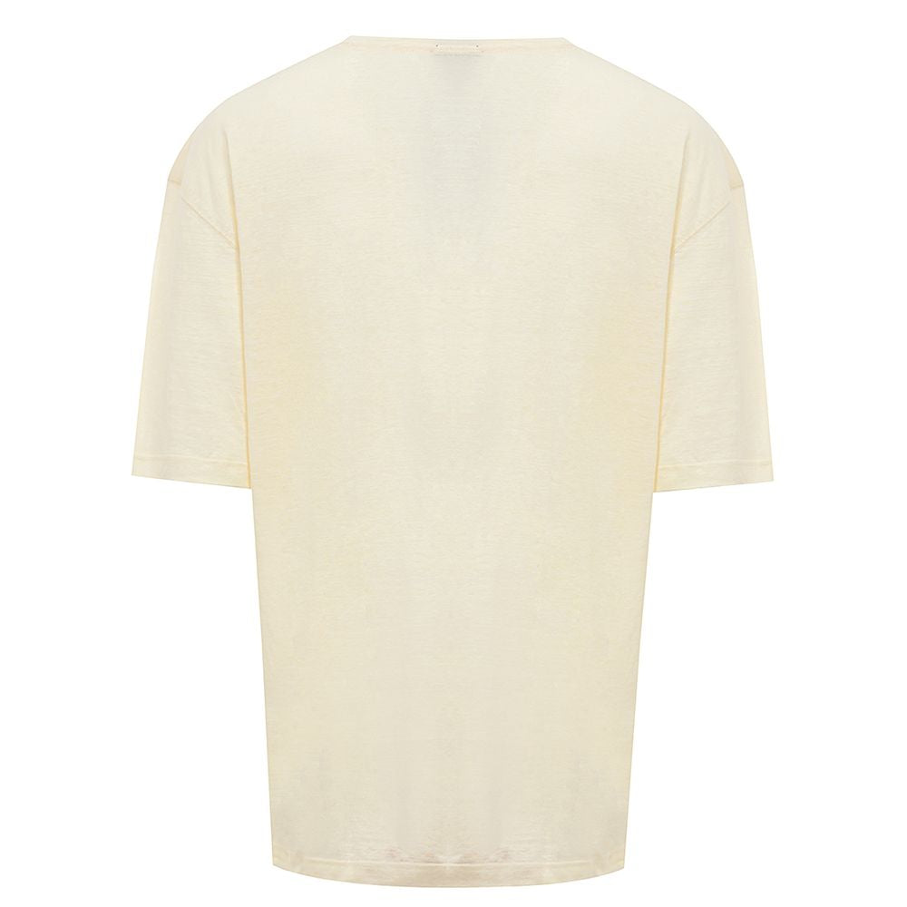 Elevate your summer style with the Corneliani Yellow Linen T-Shirt, a masterpiece of Italian craftsmanship that embodies effortless elegance and refined sophistication.