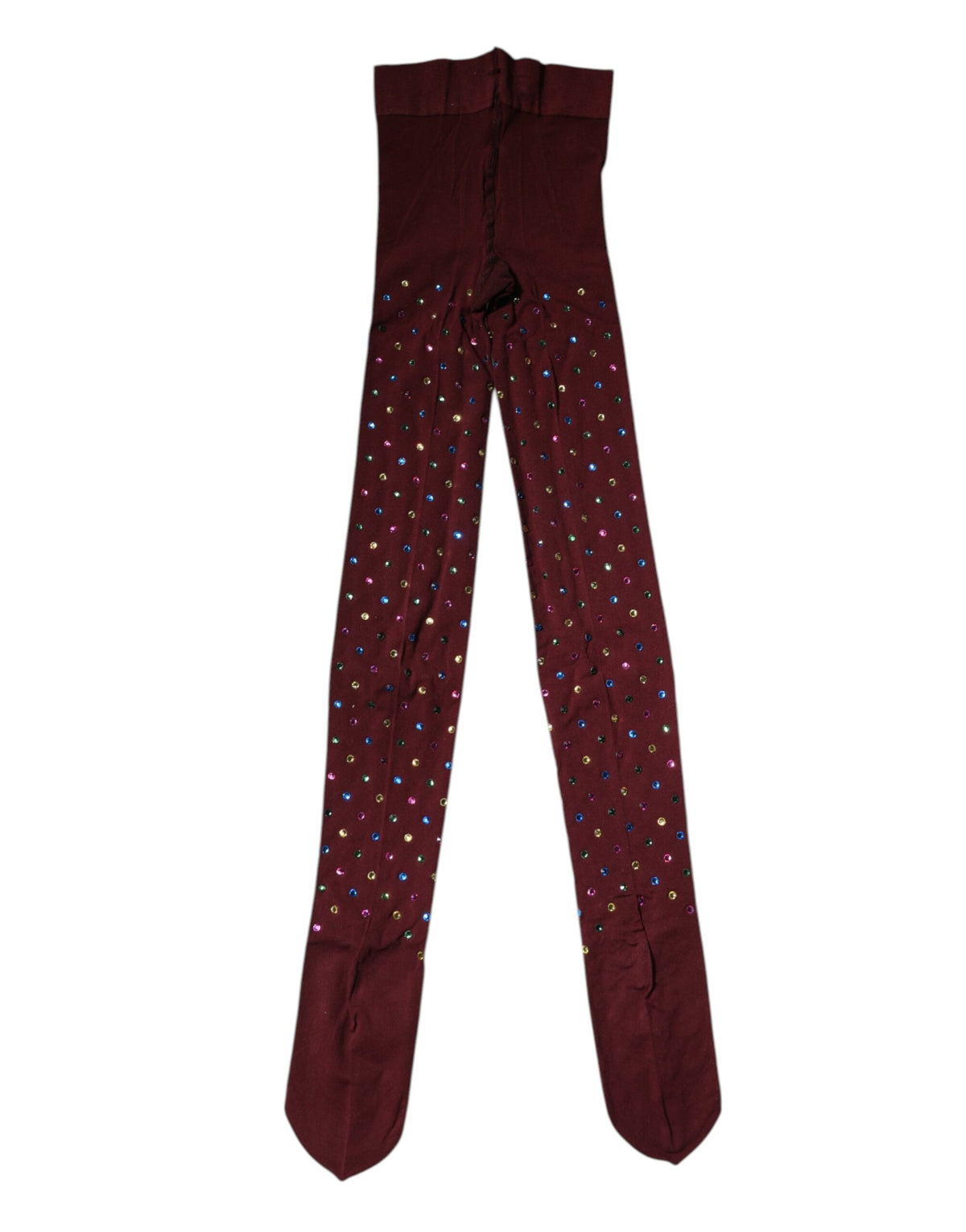 Dolce & Gabbana Maroon Crystal Embellished Pantyhose Tights