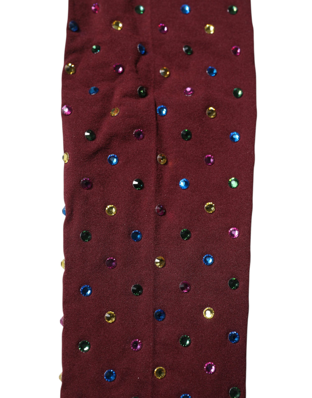 Dolce & Gabbana Maroon Crystal Embellished Pantyhose Tights