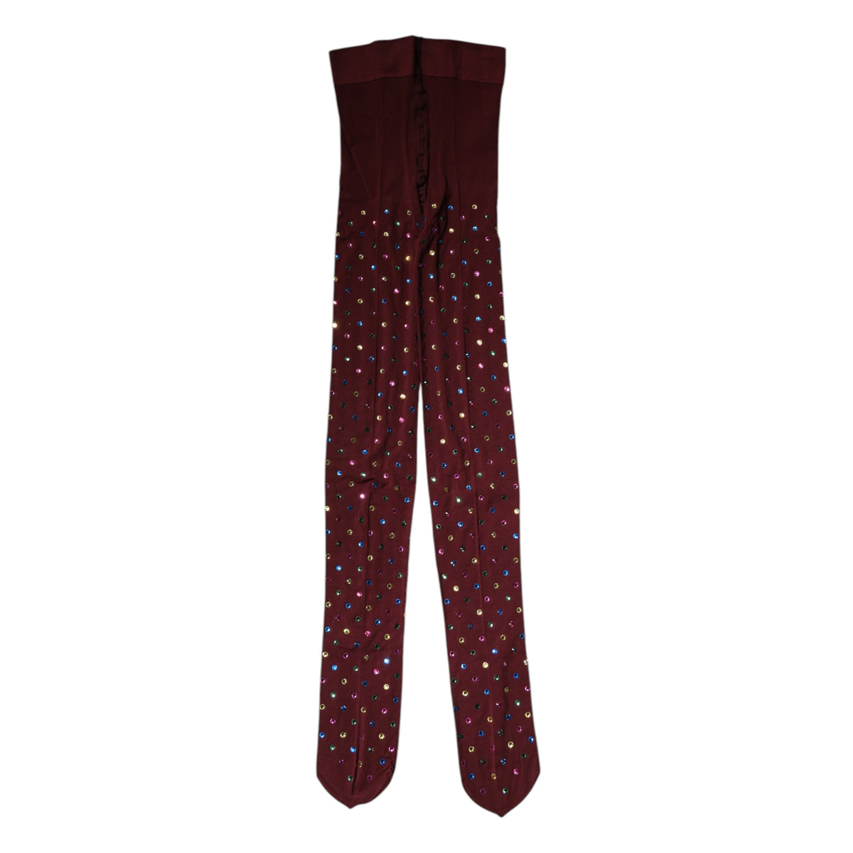 Dolce & Gabbana Maroon Crystal Embellished Pantyhose Tights
