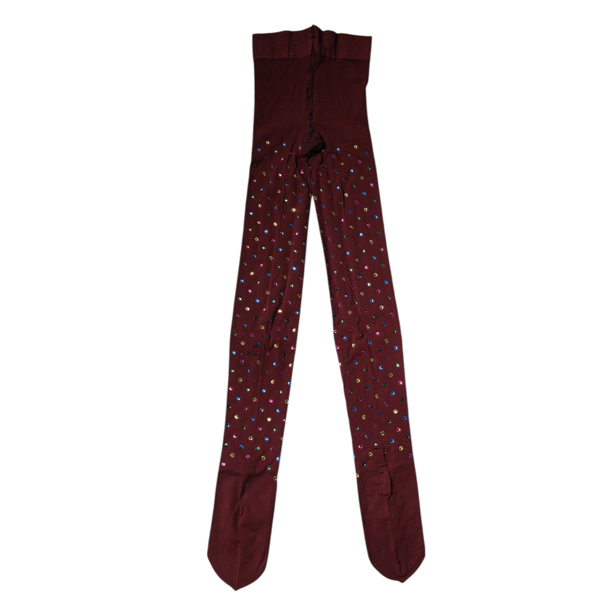 Dolce & Gabbana Maroon Crystal Embellished Pantyhose Tights