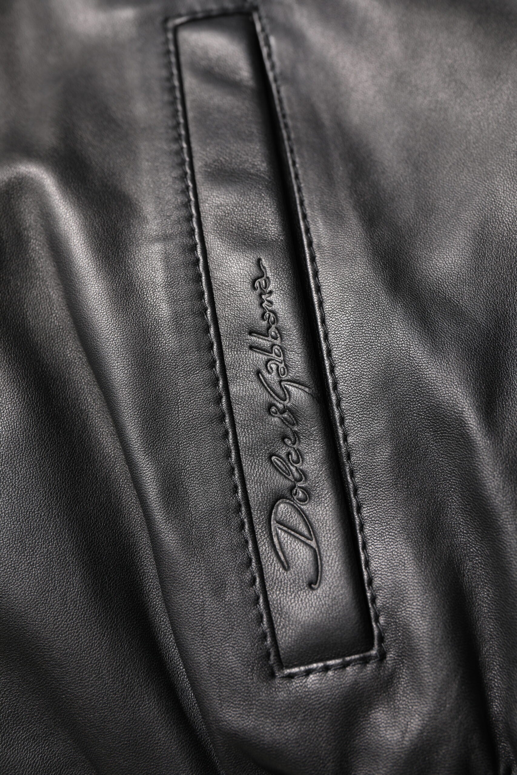 Dolce & Gabbana Black Lambskin Leather Full Zip Biker Jacket