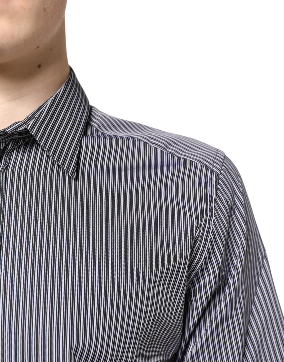 Dolce & Gabbana Black White Striped GOLD Dress Shirt Couture