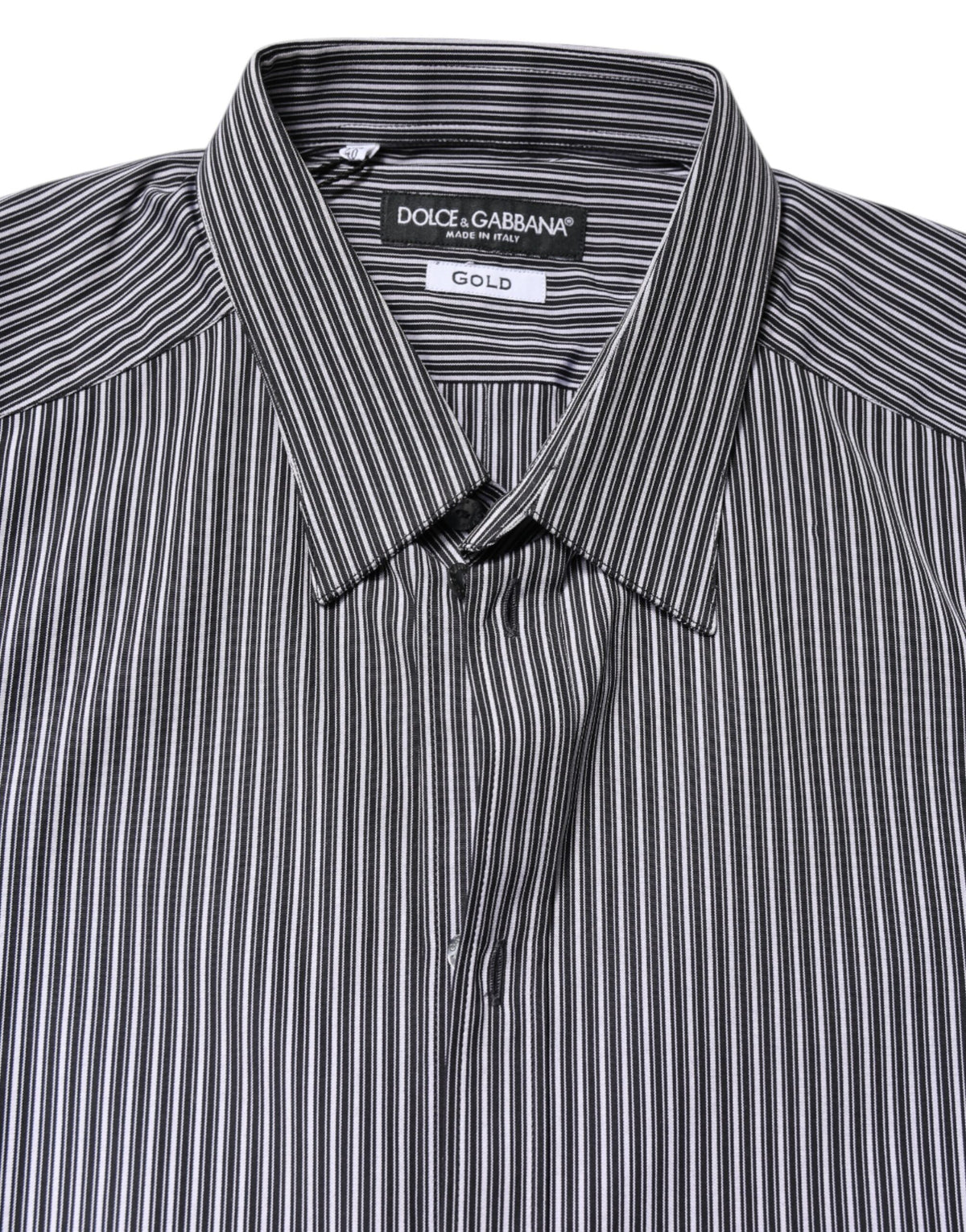 Dolce & Gabbana Black White Striped GOLD Dress Shirt Couture