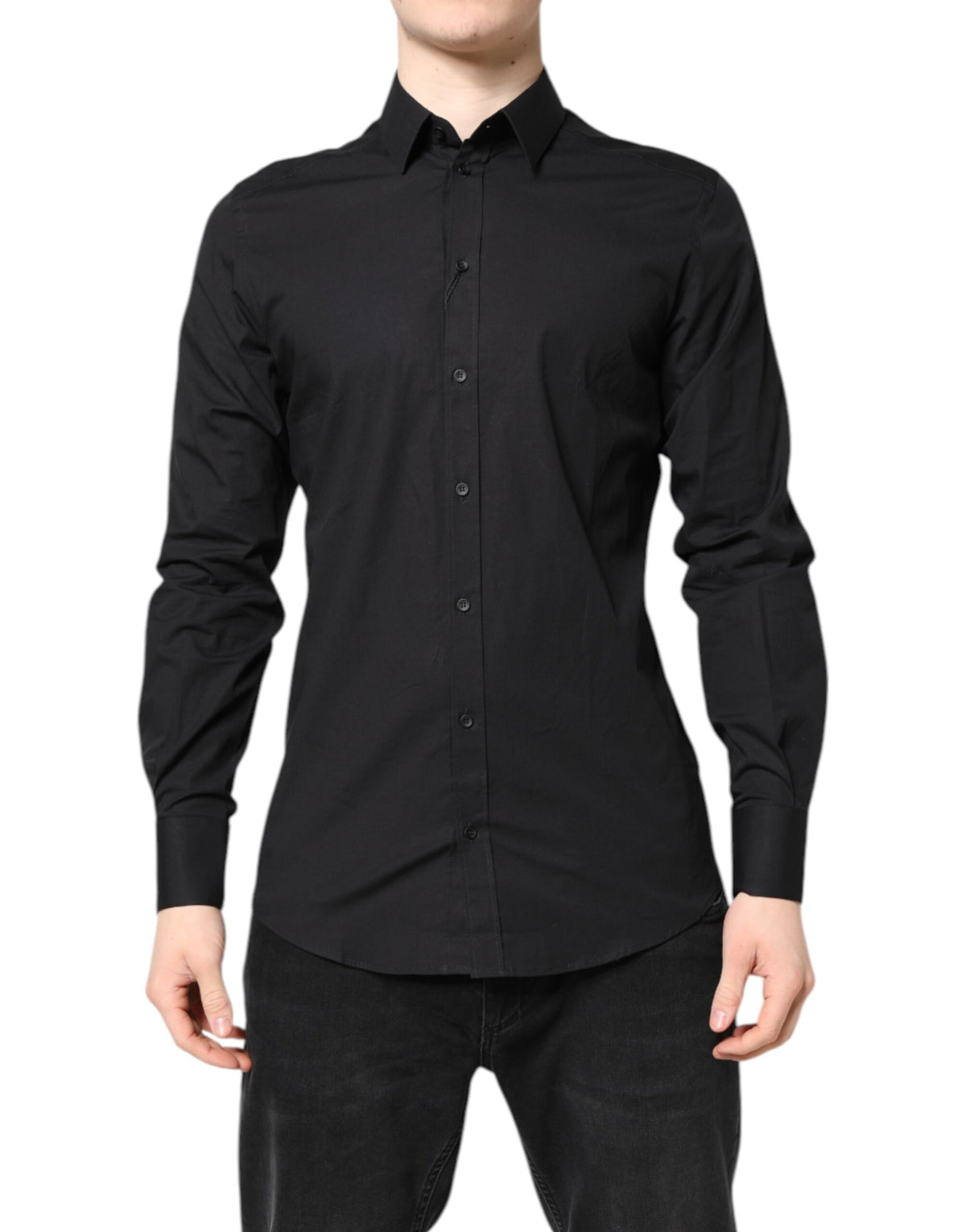 Dolce & Gabbana Black GOLD Cotton Dress Shirt - Artisanal Elegance