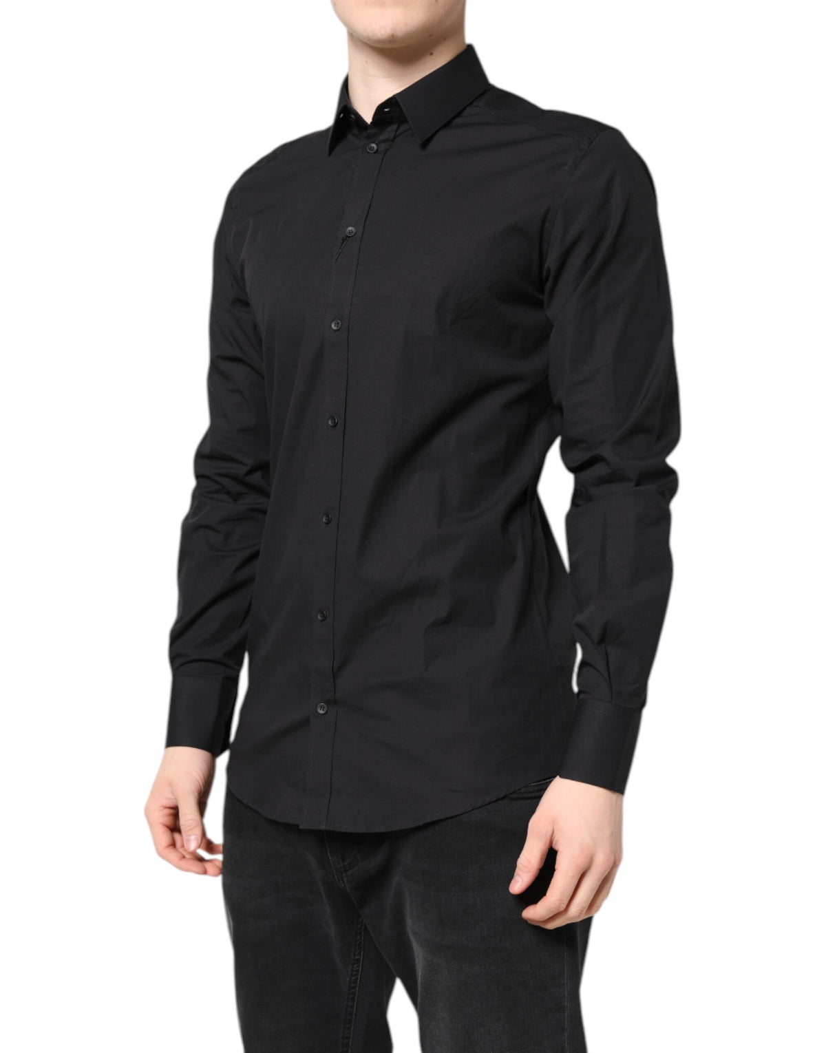 Dolce & Gabbana Black GOLD Cotton Dress Shirt - Exquisite Elegance