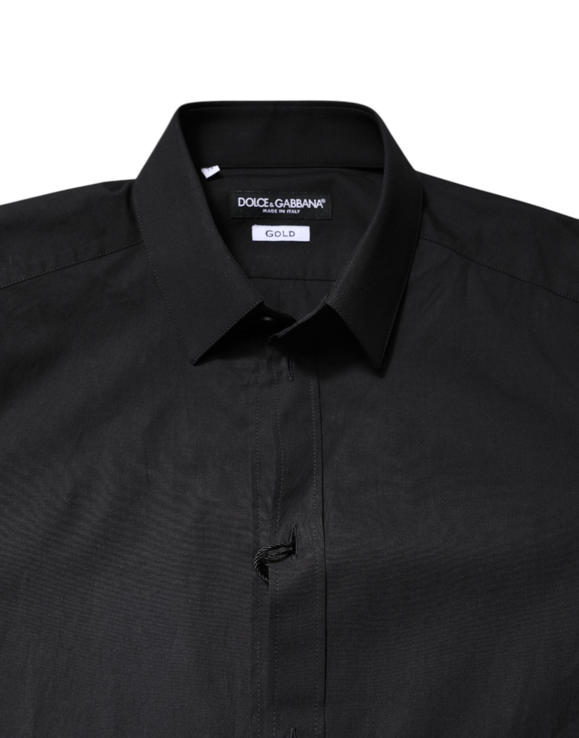 Dolce & Gabbana Black GOLD Cotton Dress Formal Shirt