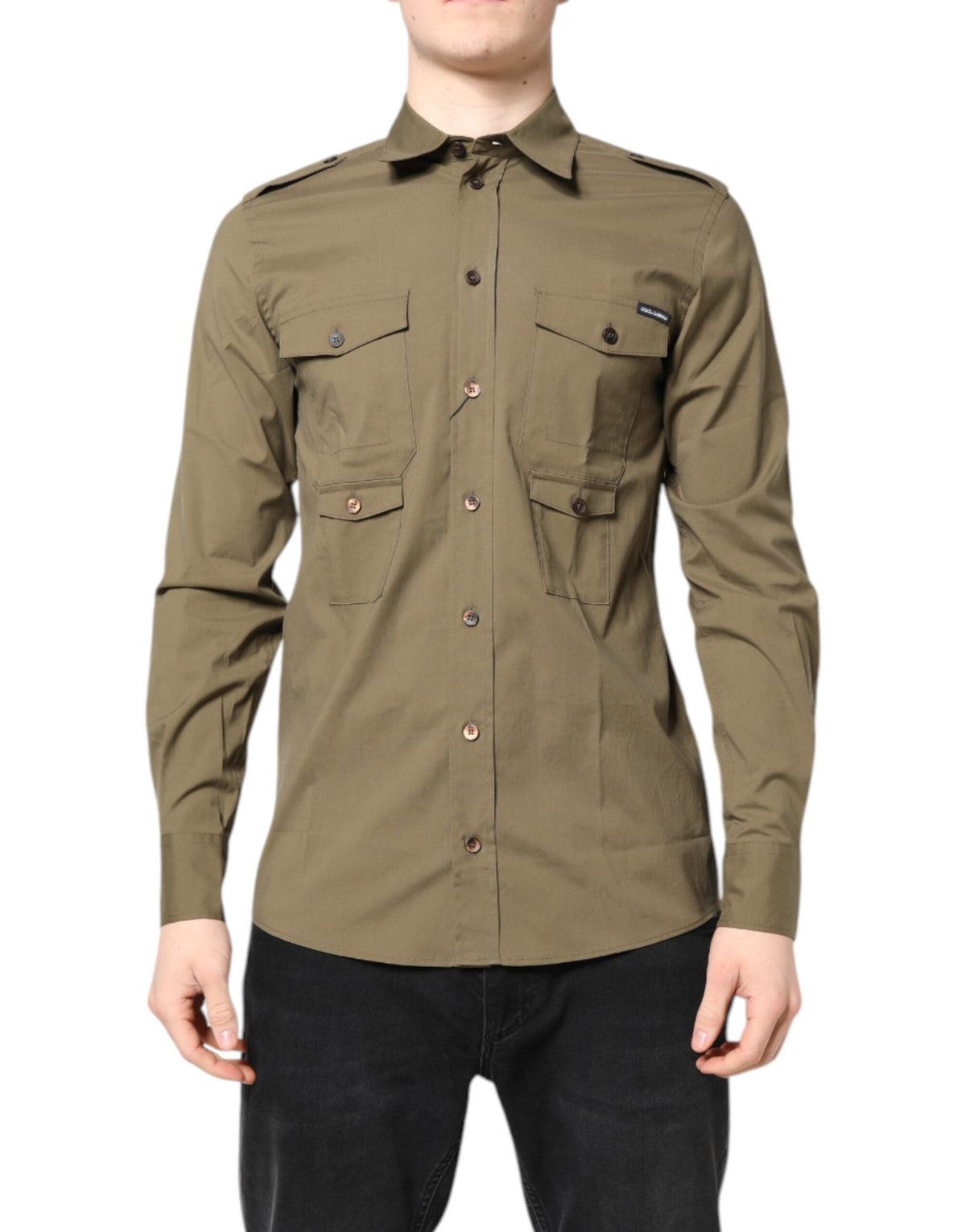 Elevate your wardrobe with the Dolce & Gabbana Brown Cotton Stretch Casual Long Sleeves Shirt, a masterpiece of artisanal elegance and timeless luxury.