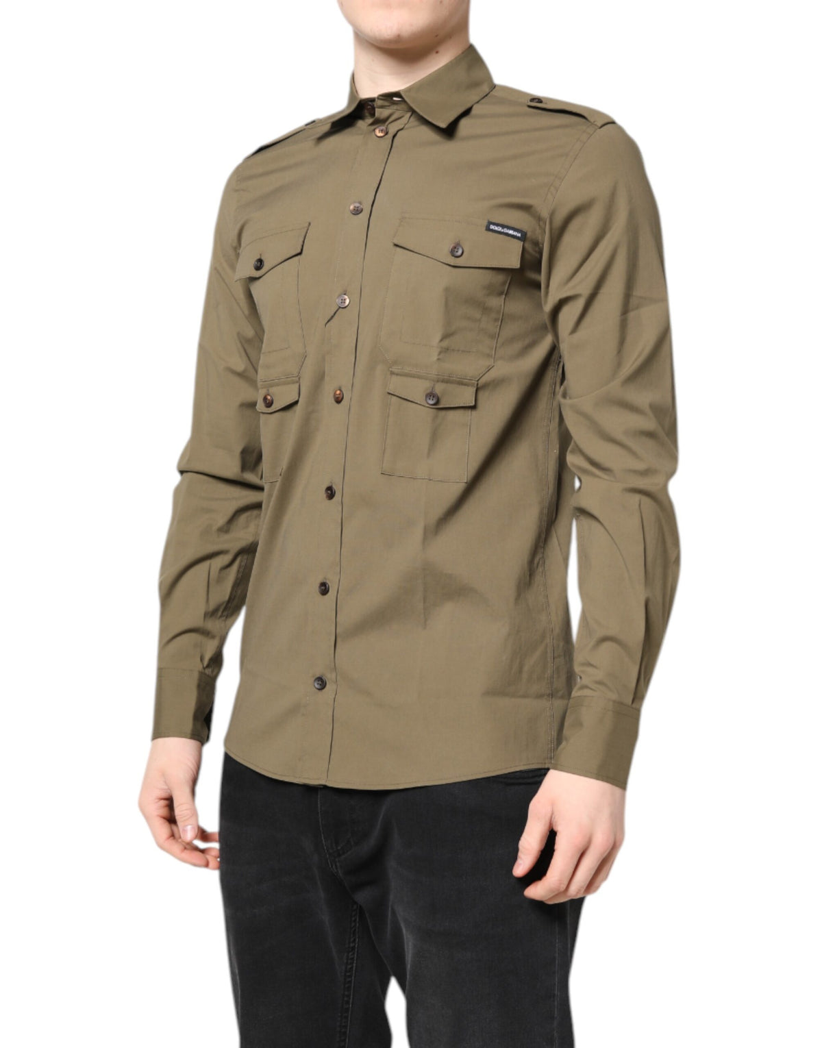 Elevate your wardrobe with the Dolce & Gabbana Brown Cotton Stretch Casual Long Sleeves Shirt, a masterpiece of artisanal craftsmanship that embodies timeless luxury and sophistication.